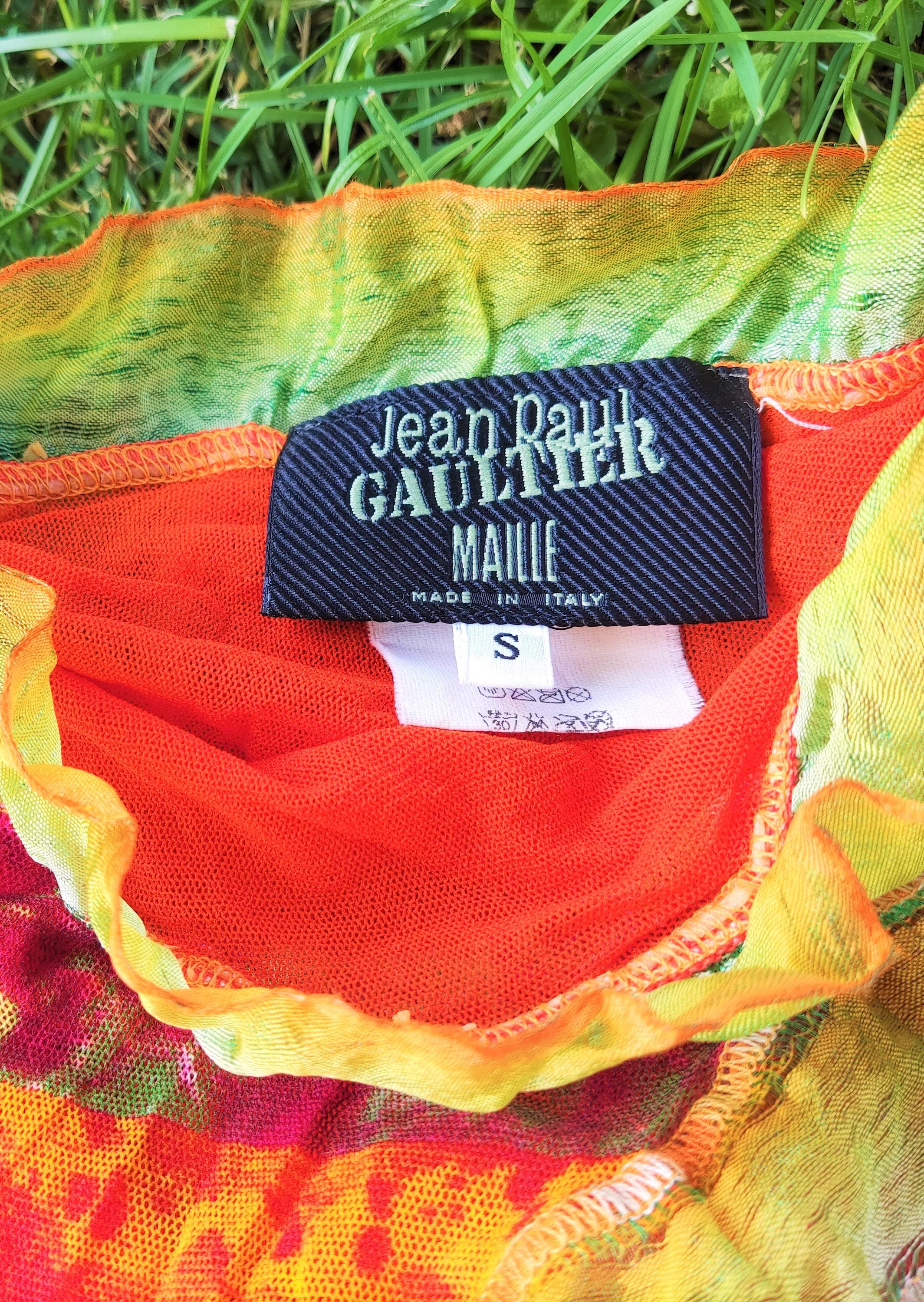 Jean Paul Gaultier Bacteria Mesh Neon Optical Illusion Optical Transparent Dress For Sale 2