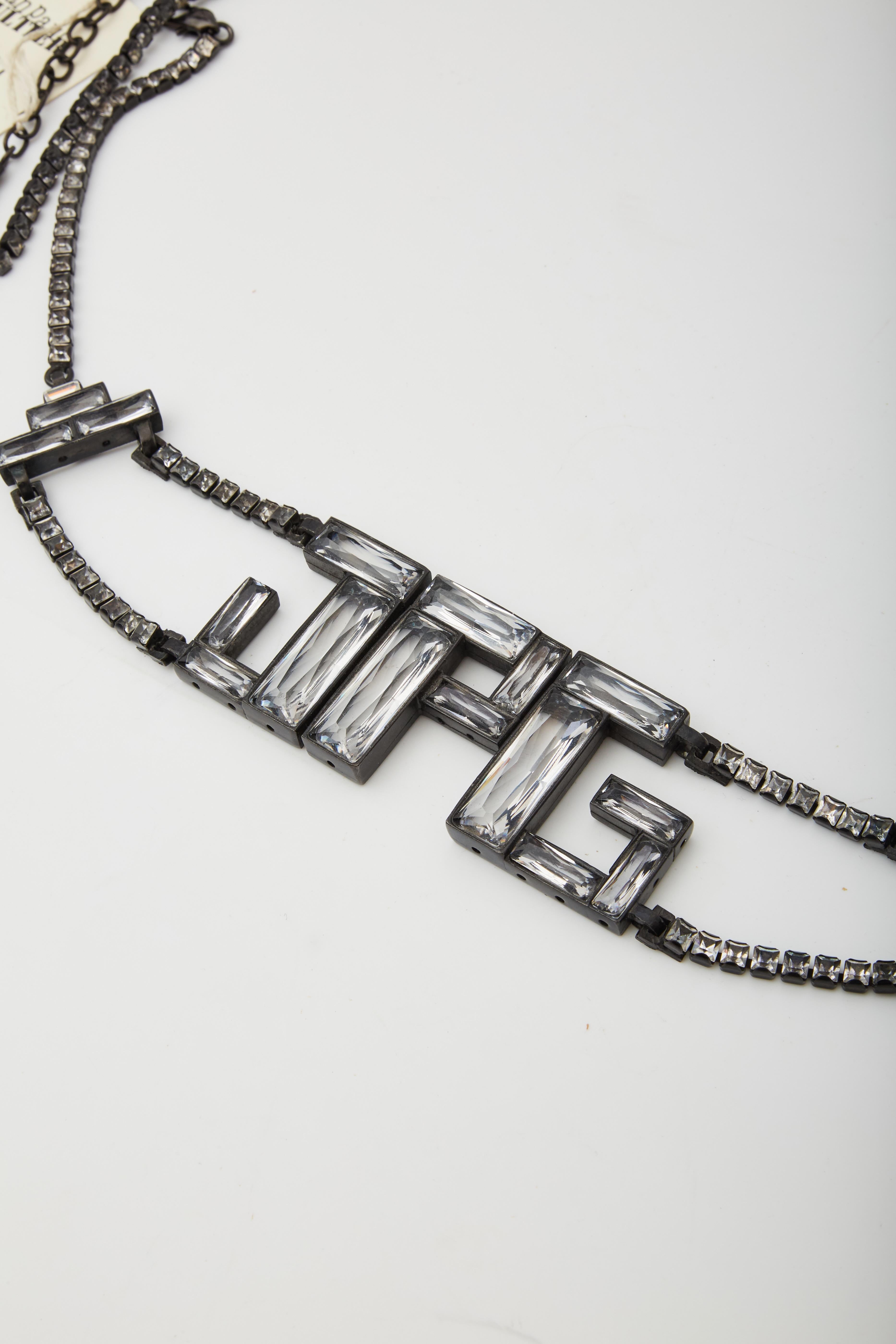 Gris Ceinture logo Jean Paul Gaultier Baguette Crystals en vente