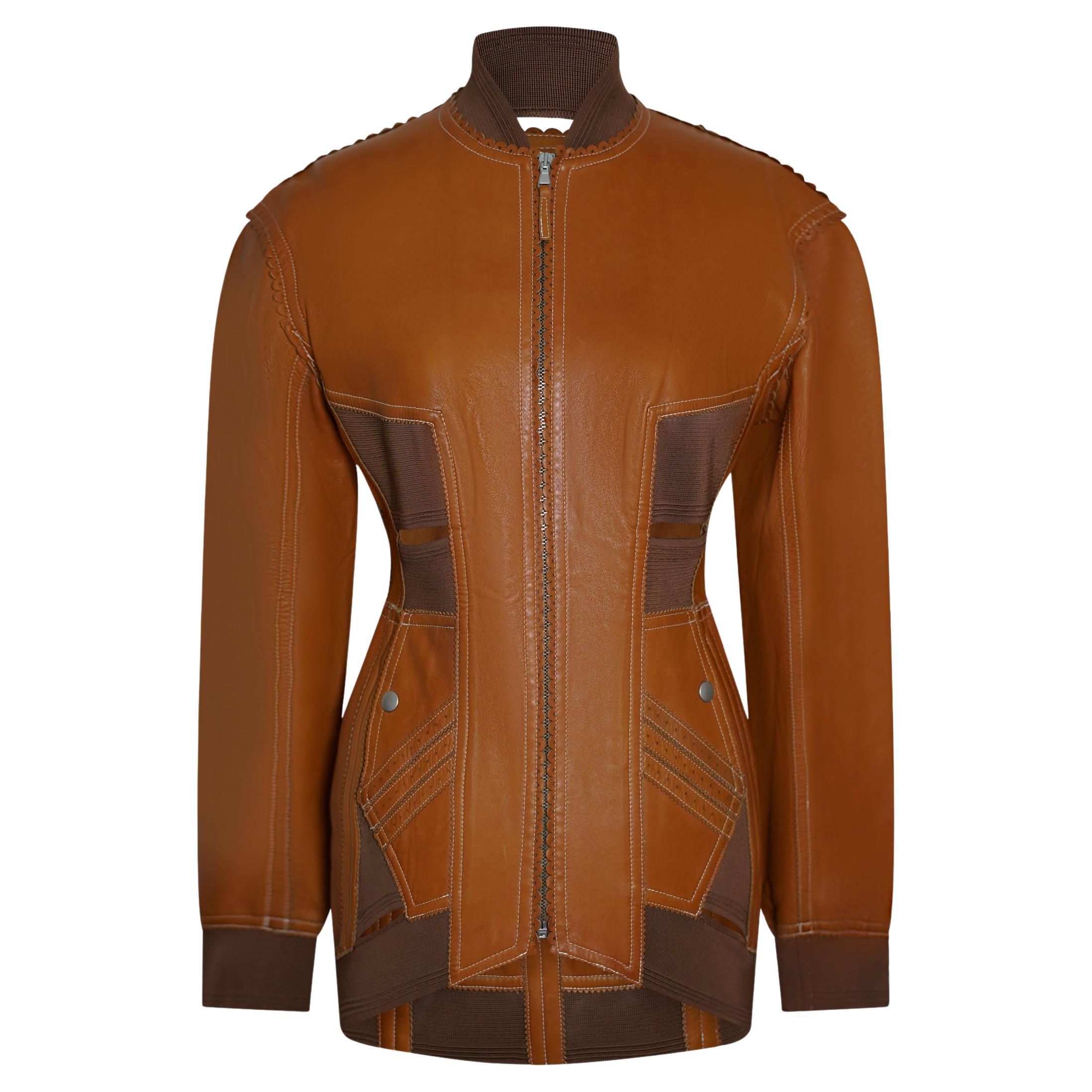 Jean Paul Gaultier Beige Perforated Leather Jacket, S/S 2004