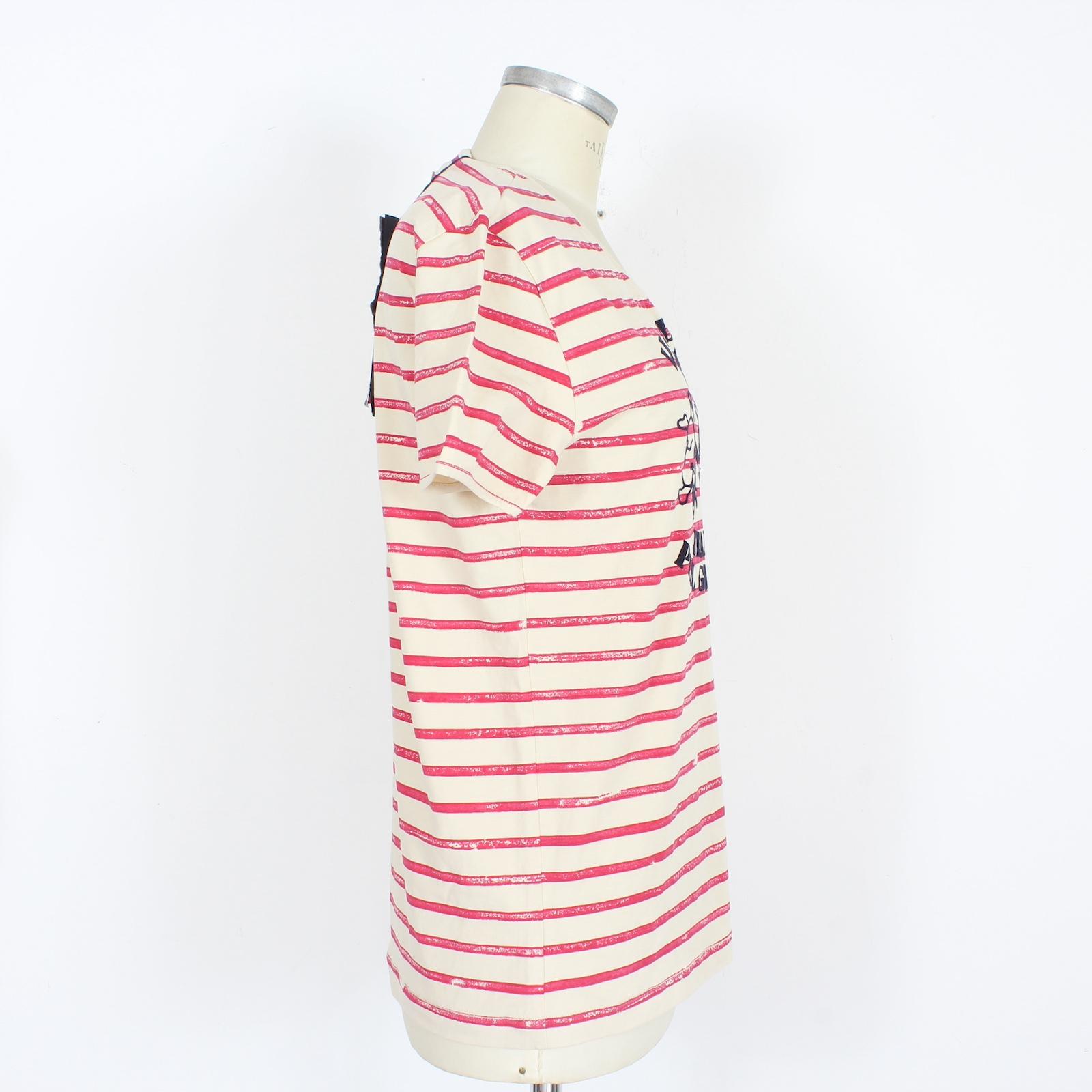Women's Jean Paul Gaultier Beige Pink Cotton Pinstripe Casual T Shirt 2000s