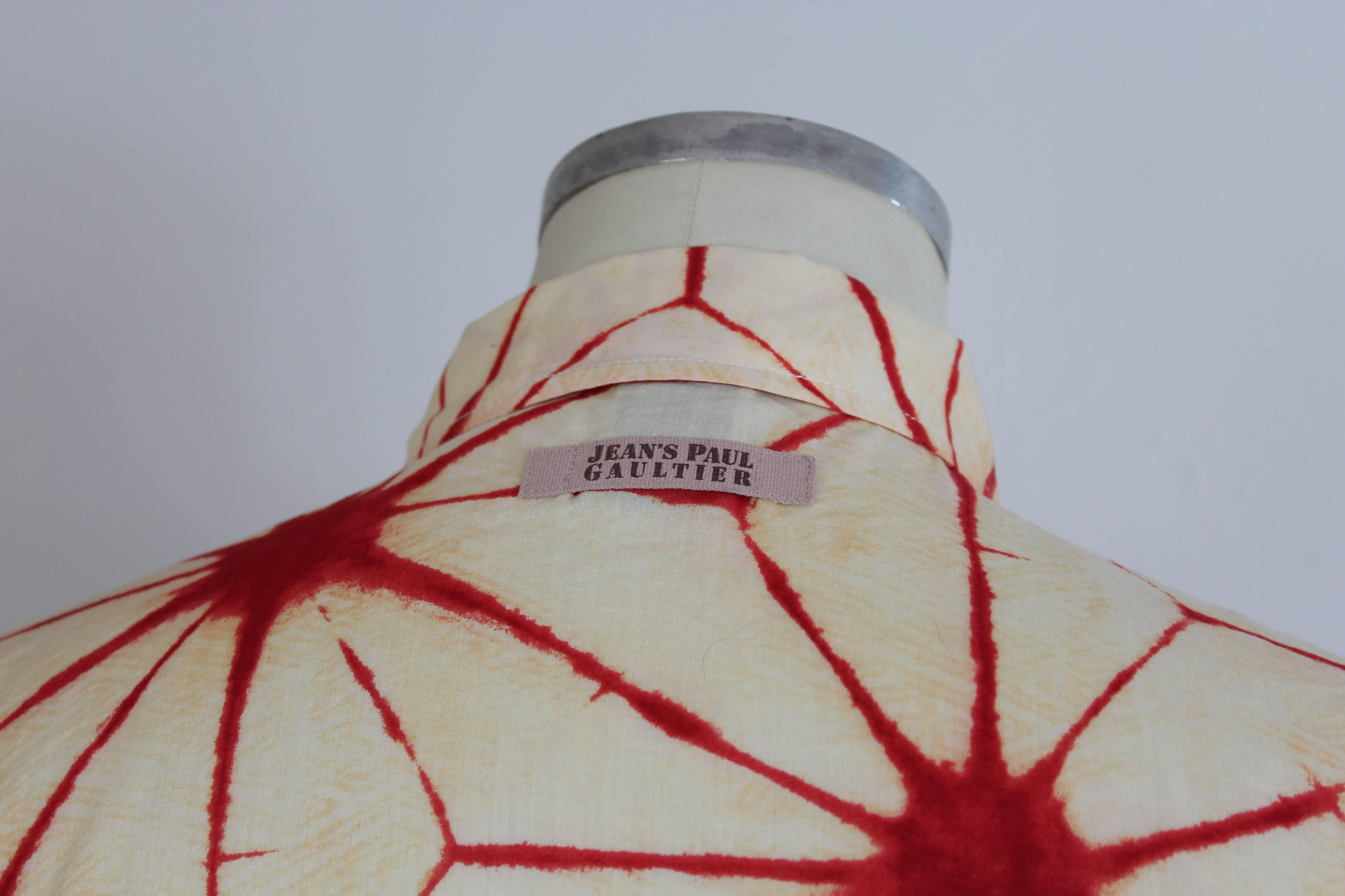 Brown Jean Paul Gaultier Beige Red Spotted Psychedelic Shirt, 1990s