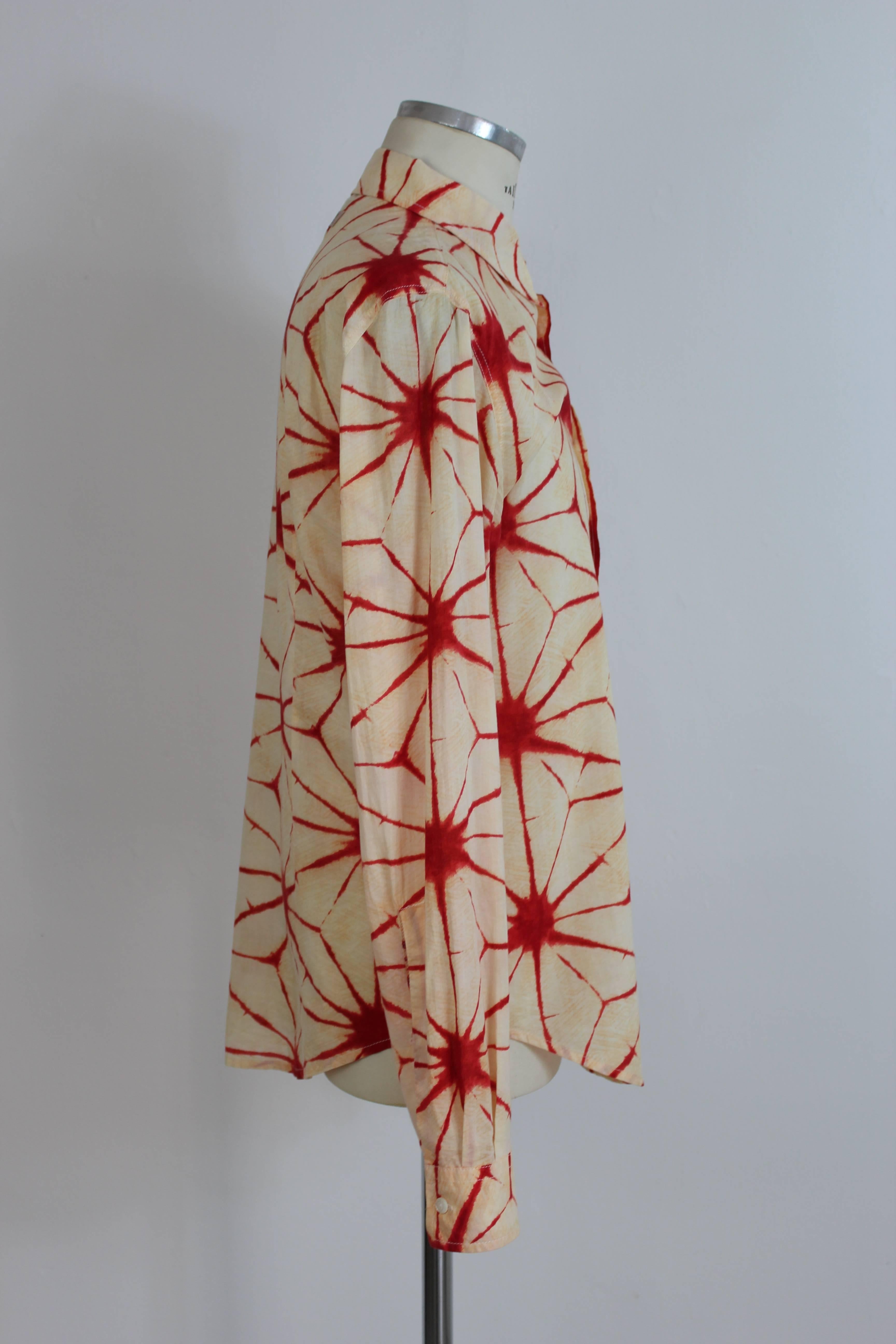 Jean Paul Gaultier Beige Red Spotted Psychedelic Shirt, 1990s In Excellent Condition In Brindisi, IT