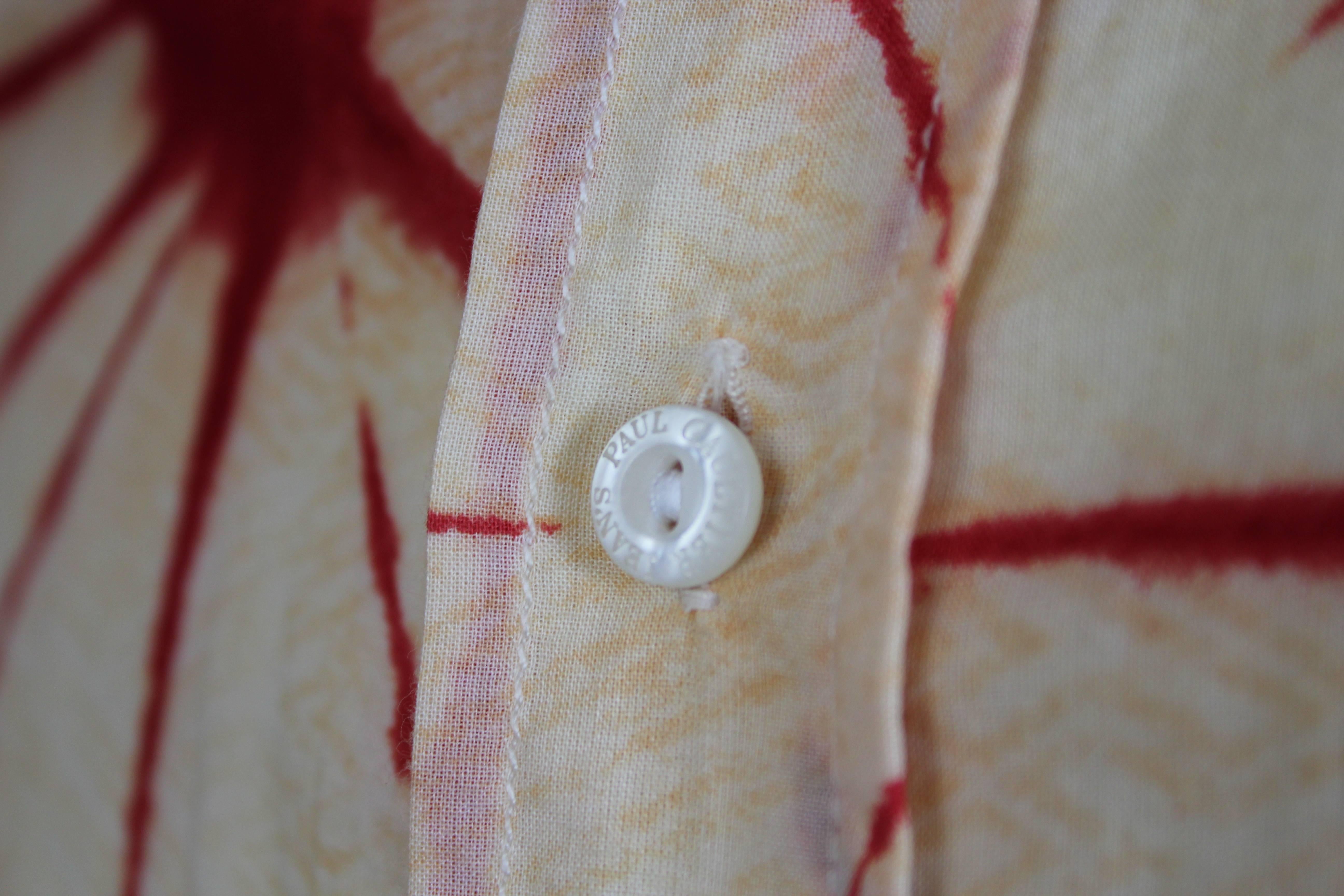 Jean Paul Gaultier Beige Red Spotted Psychedelic Shirt, 1990s 1