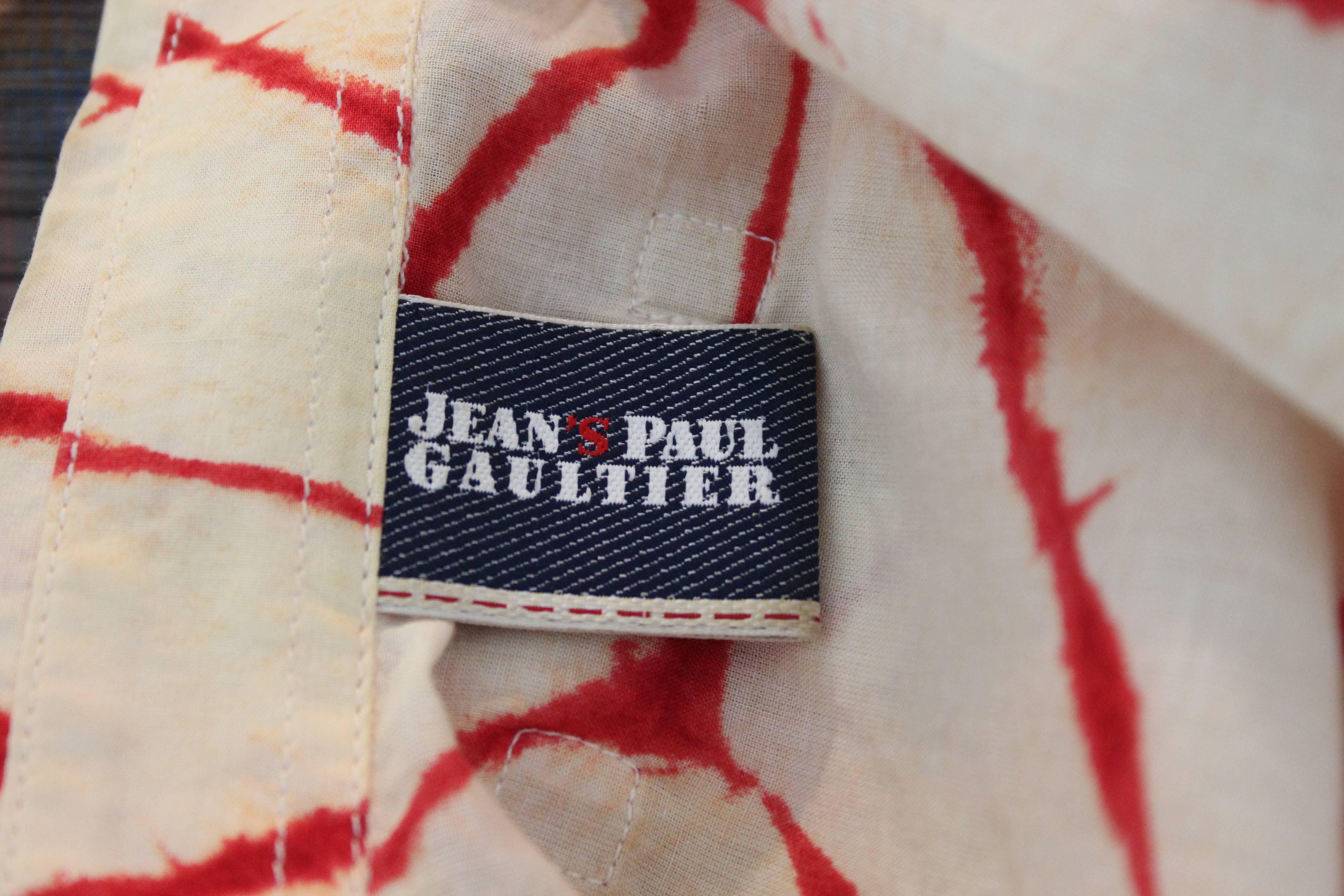 Jean Paul Gaultier Beige Red Spotted Psychedelic Shirt, 1990s 2
