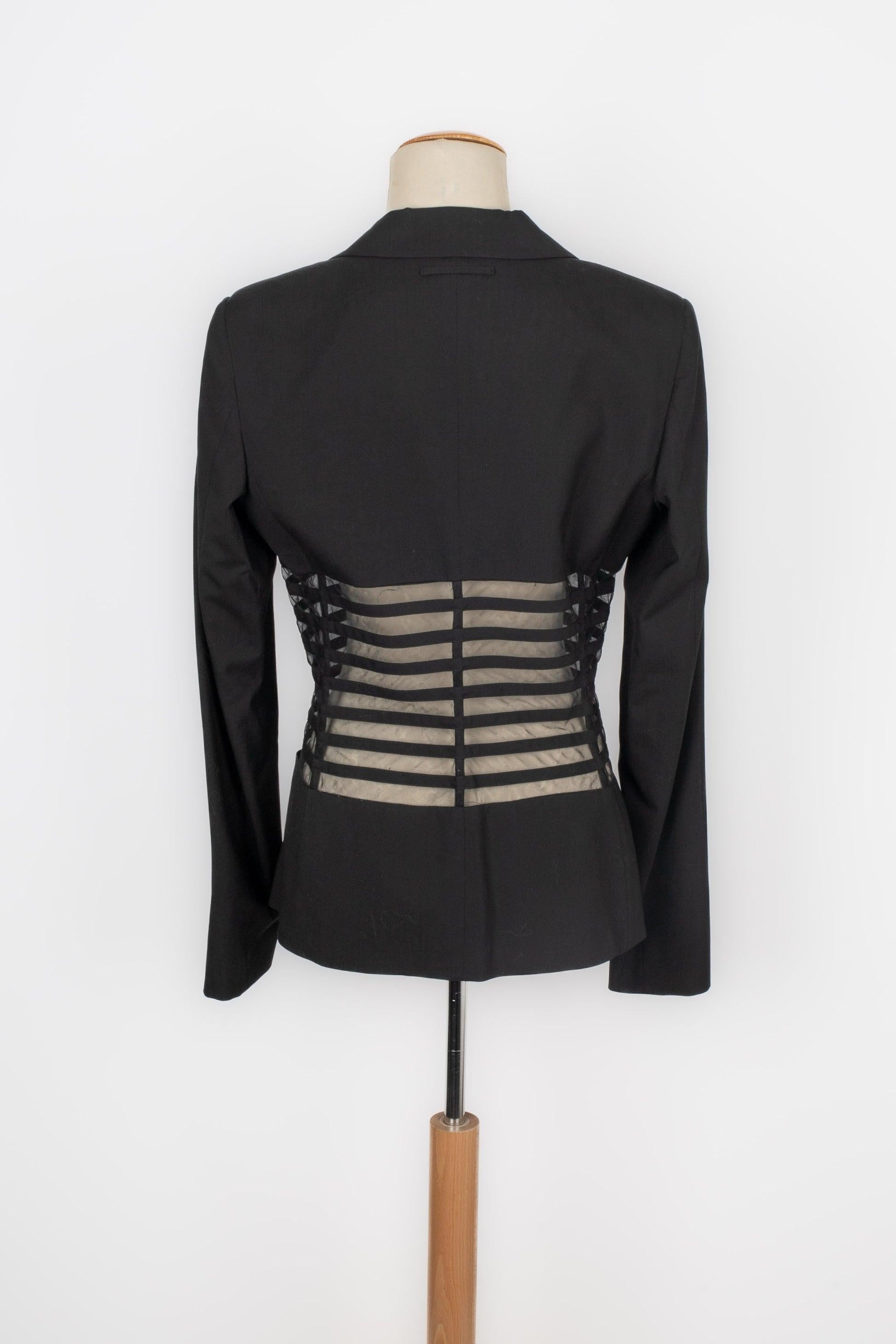 Nero Jean Paul Gaultier Jeans, giacca in lana mista nera in vendita