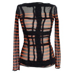 Jean Paul Gaultier Black Brown Transparent Mesh Pinstripe Shirt