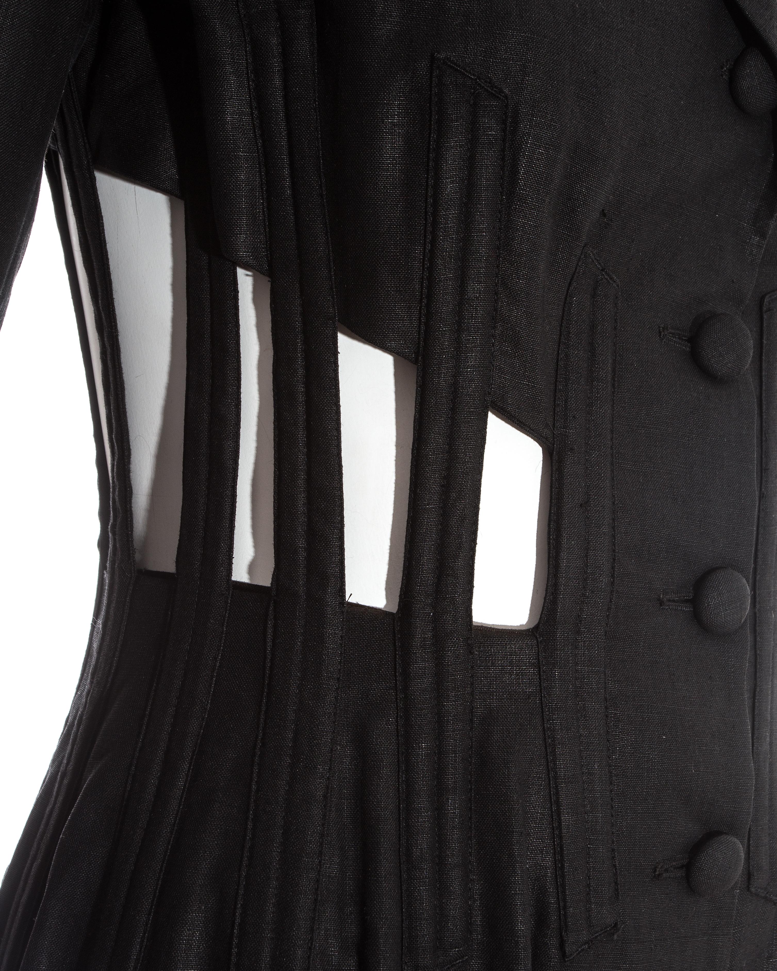 Black Jean Paul Gaultier black caged corseted wide leg tuxedo jumpsuit, ss 1989