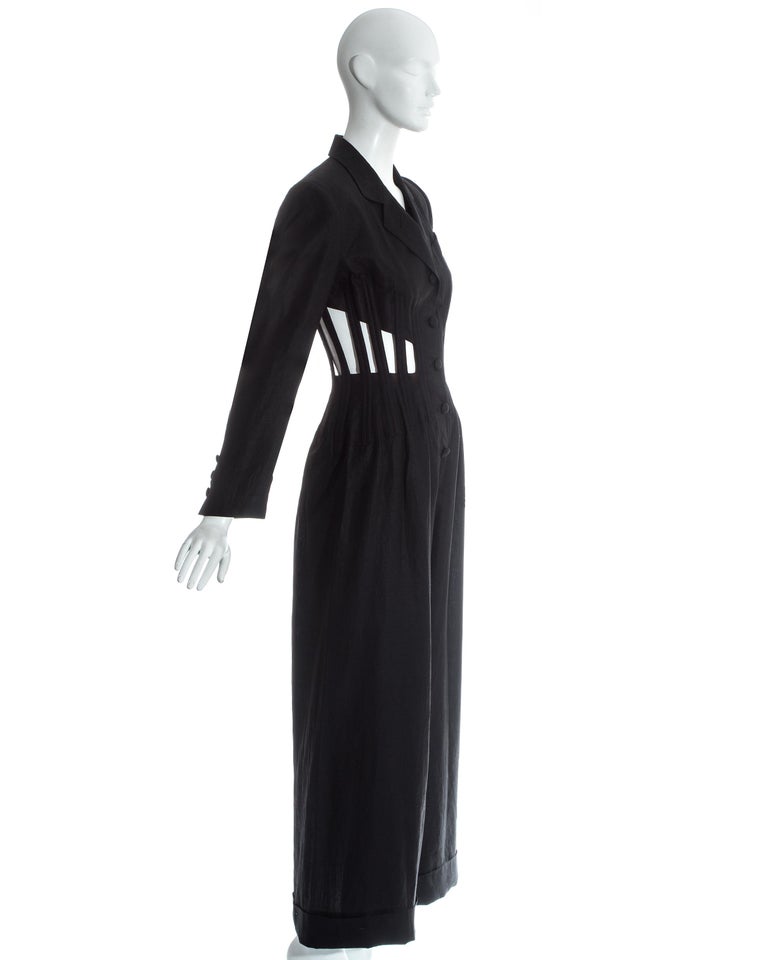Jean Paul Gaultier black caged corseted wide leg tuxedo jumpsuit, ss ...