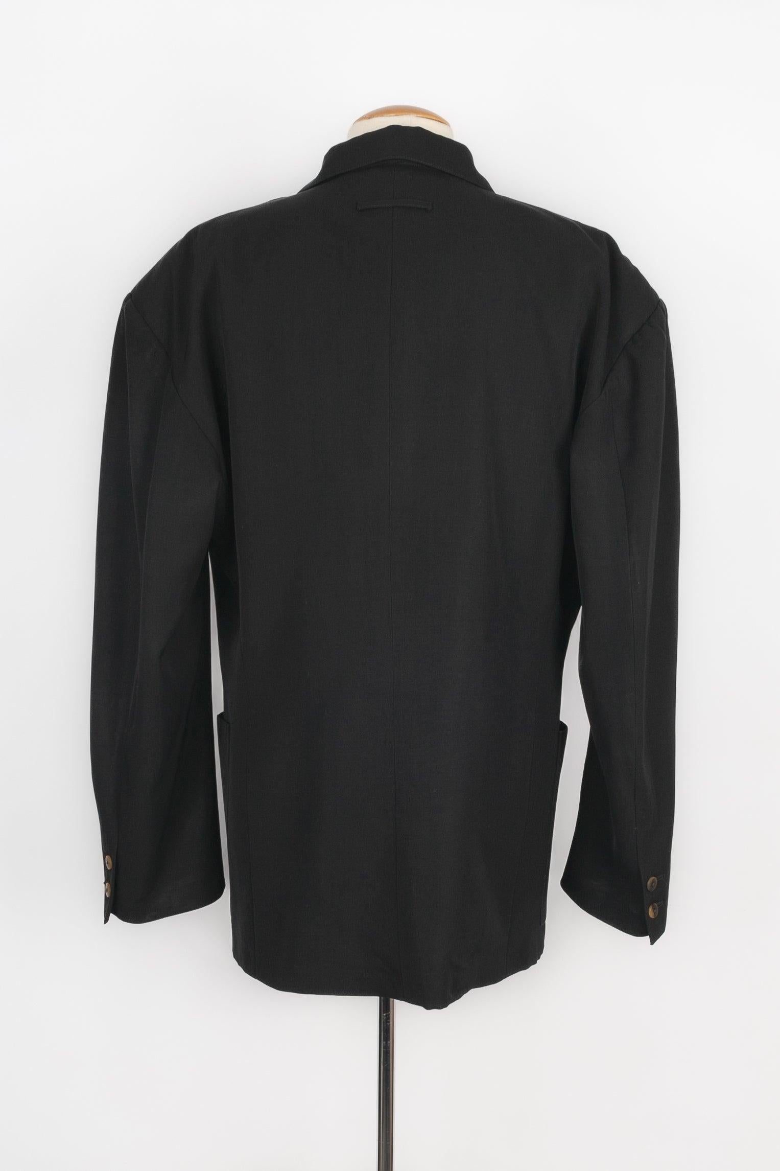 Jean-Paul Gaultier Black Canvas Men Jacket In Excellent Condition For Sale In SAINT-OUEN-SUR-SEINE, FR