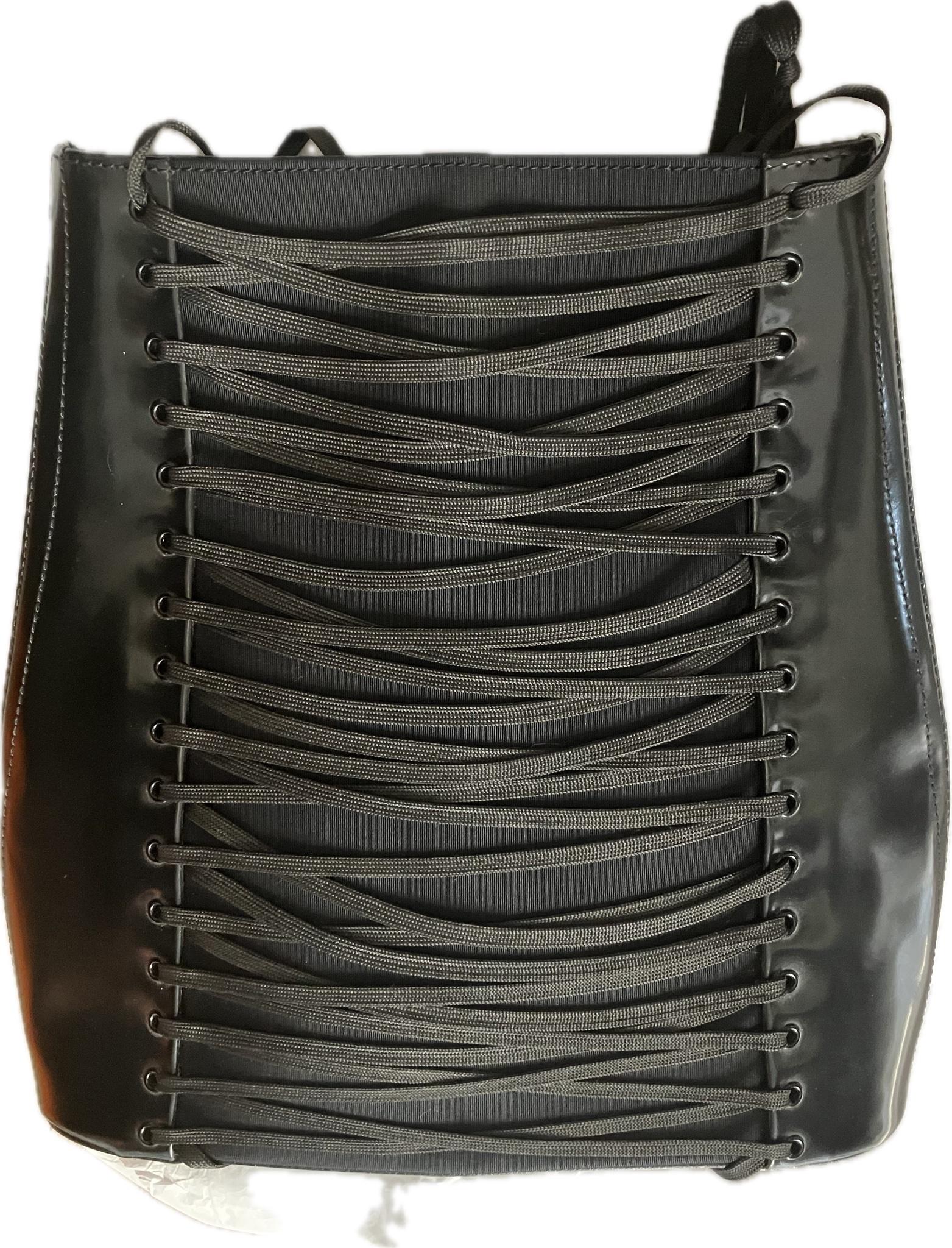 Jean Paul Gaultier Black Corset Leather Shoulder Bag For Sale 4