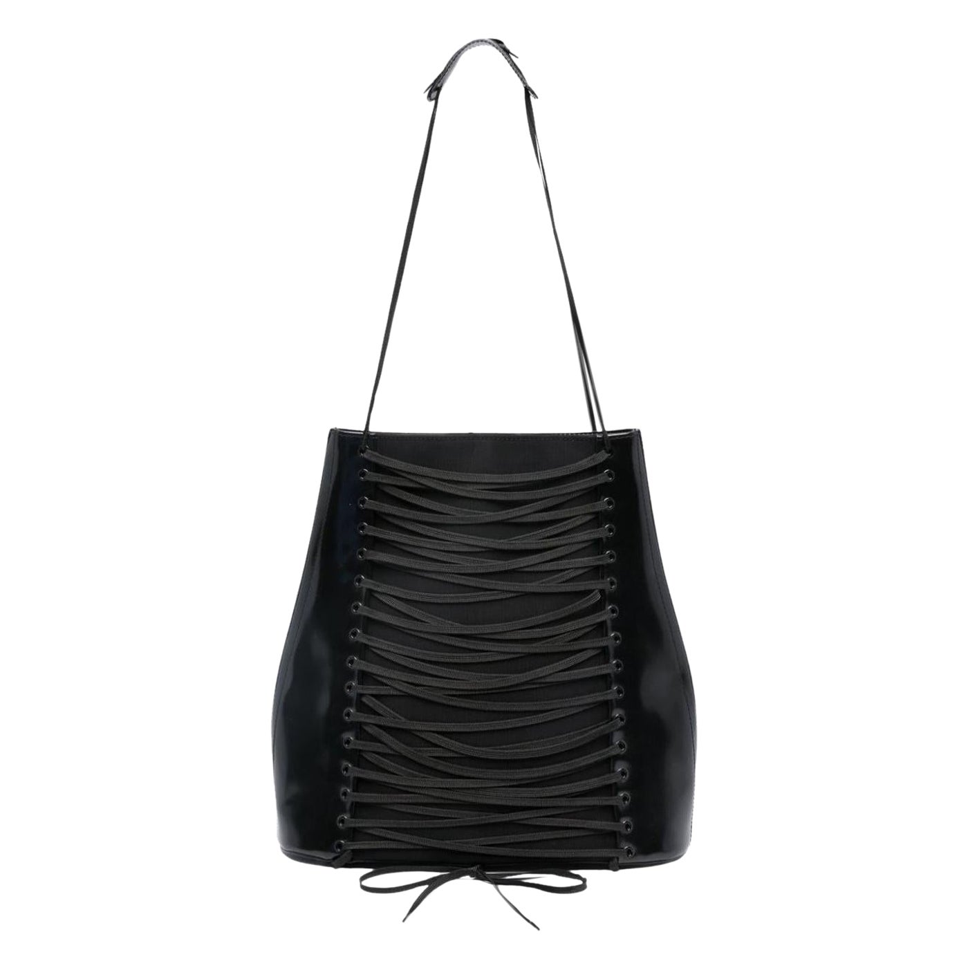 Jean Paul Gaultier Black Corset Leather Shoulder Bag