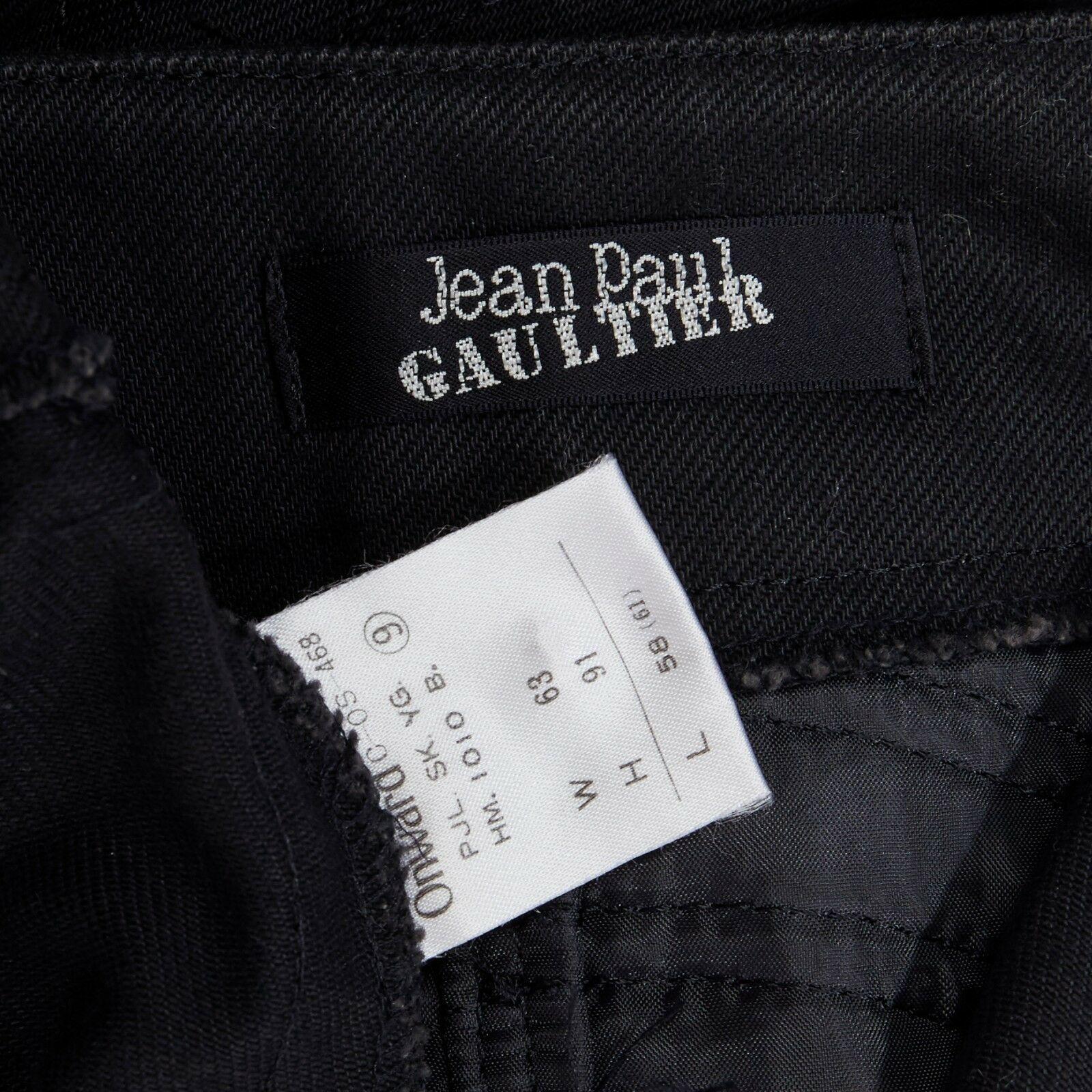 Jean-Paul Gaultier - Jupe noire en coton rembourrée à double fermeture éclair et à double cercle, 25 po. en vente 7