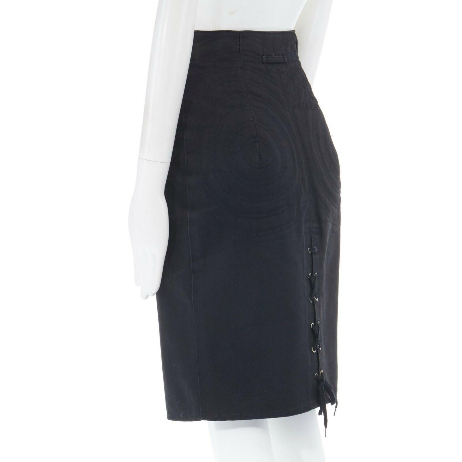 Women's JEAN PAUL GAULTIER black cotton dual zip circle stitch padded bum skirt 25