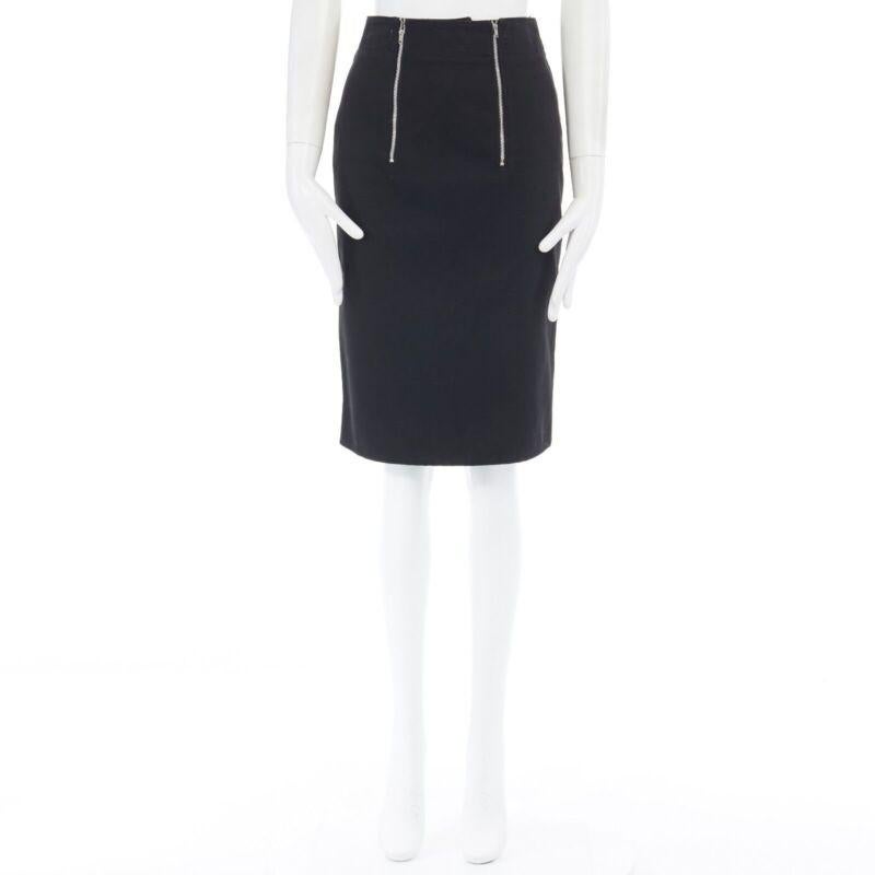 JEAN PAUL GAULTIER black cotton dual zip circle stitch padded bum skirt 25