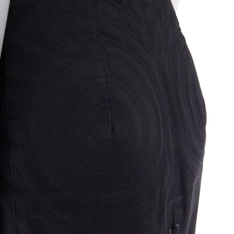 JEAN PAUL GAULTIER black cotton dual zip circle stitch padded bum skirt 25