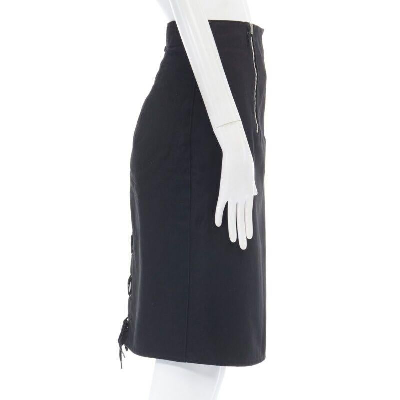 JEAN PAUL GAULTIER black cotton dual zip circle stitch padded bum skirt 25