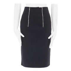 JEAN PAUL GAULTIER black cotton dual zip circle stitch padded bum skirt 25" XS