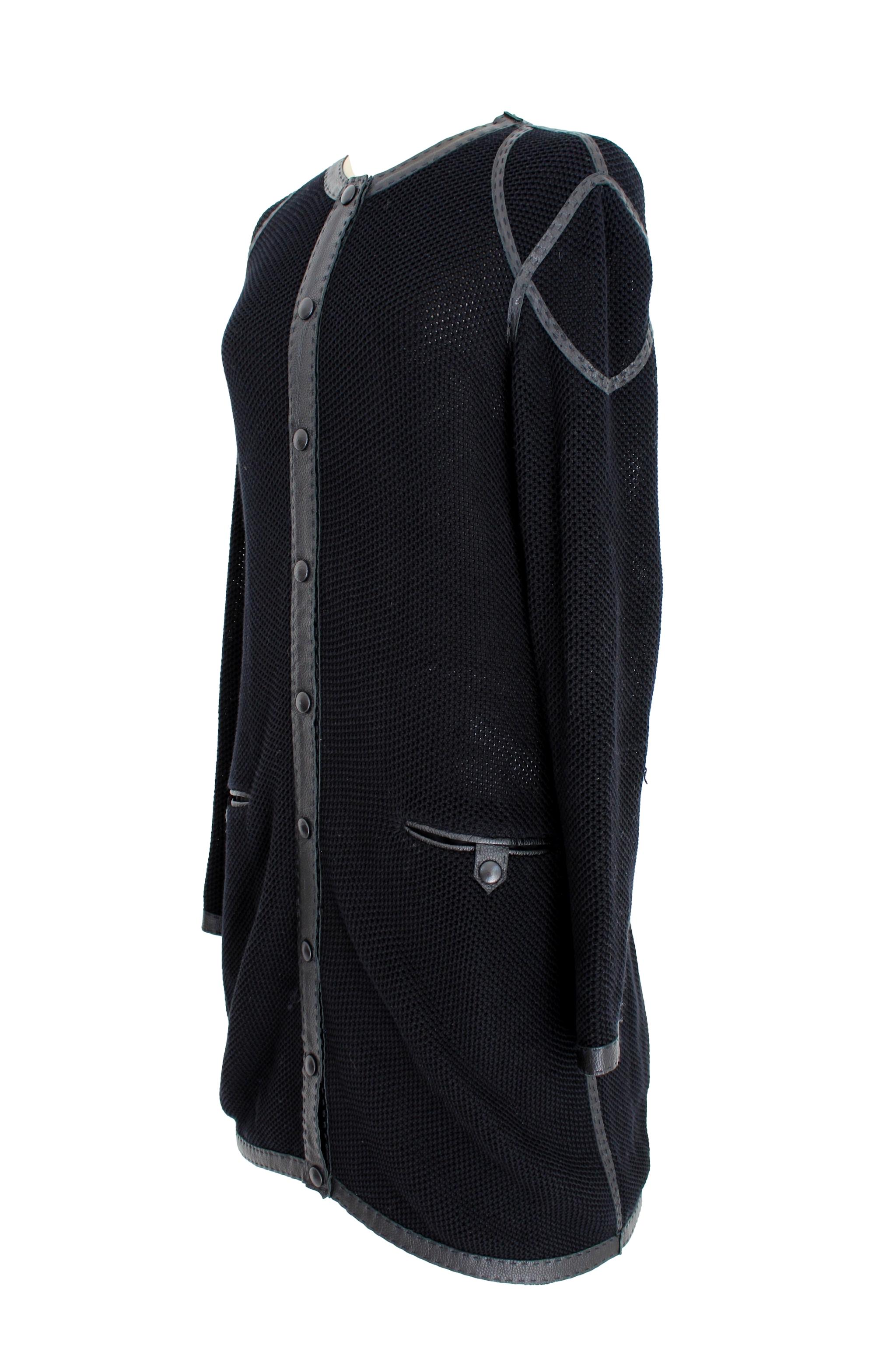 Jean Paul Gaultier Black Cotton Leather Vintage Long Coat 1