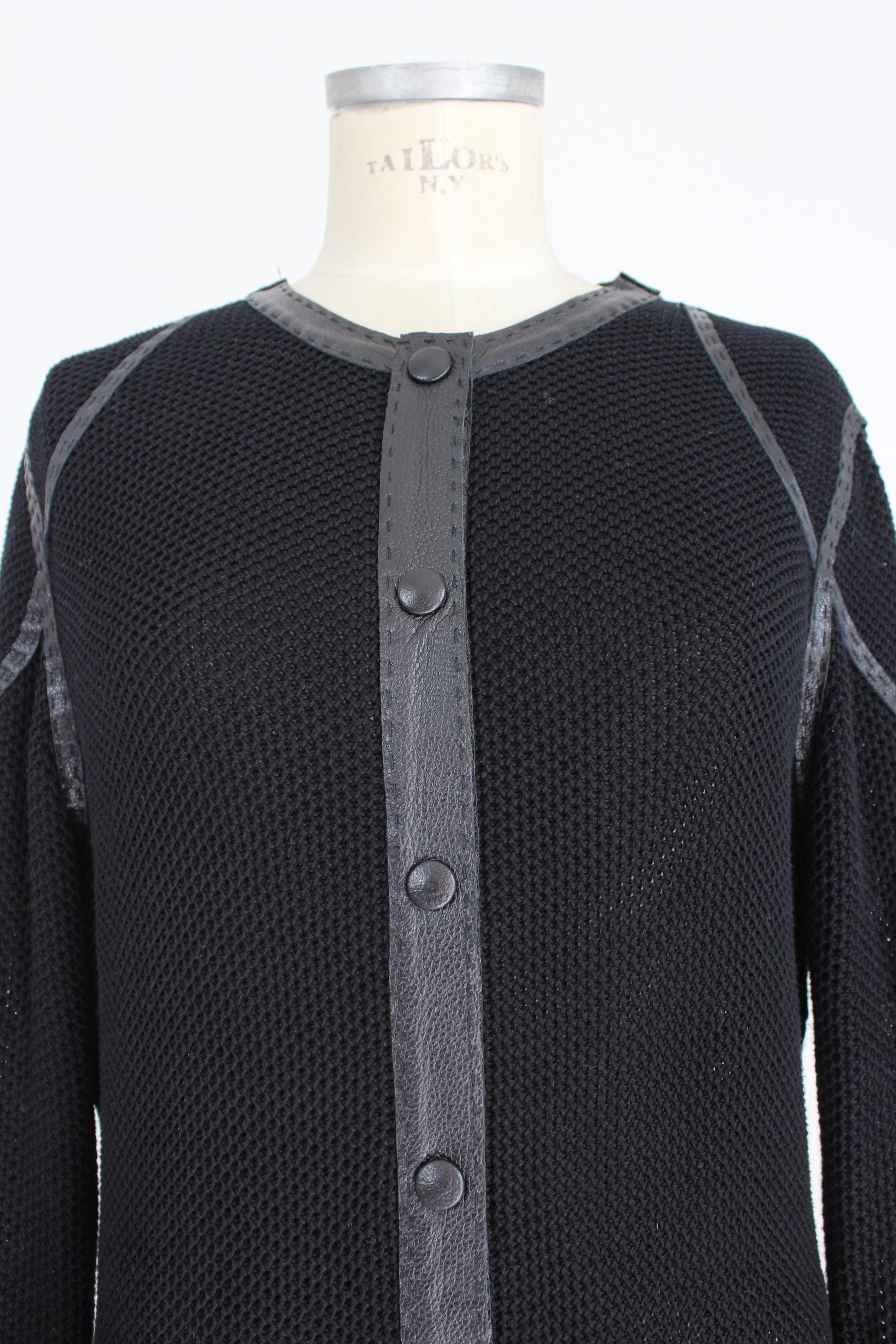 Jean Paul Gaultier Black Cotton Leather Vintage Long Coat 2