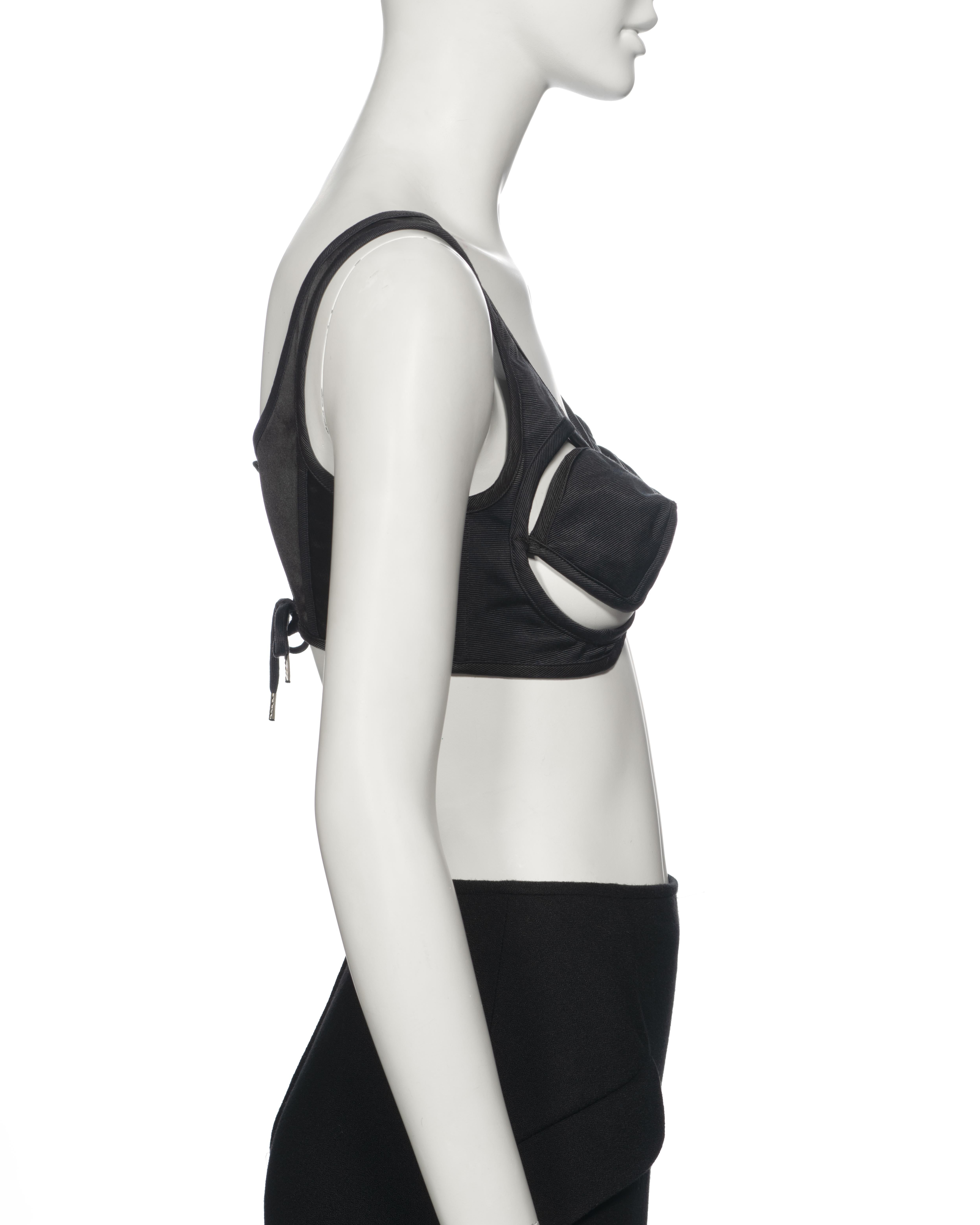 Jean Paul Gaultier Jeans nero con reggiseno a cono tagliato e gonna midi, ss 1993 in vendita 5