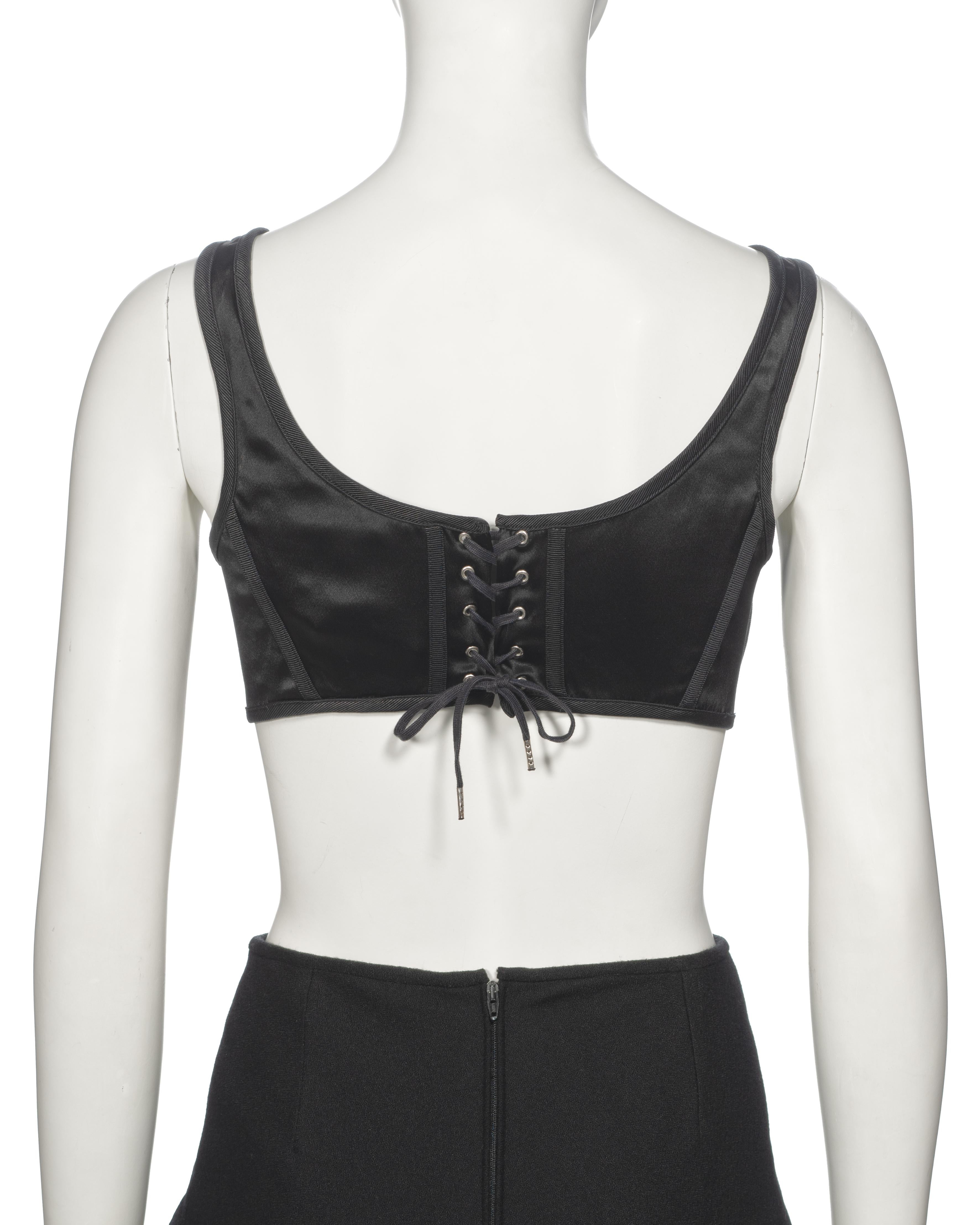 Jean Paul Gaultier Jeans nero con reggiseno a cono tagliato e gonna midi, ss 1993 in vendita 9