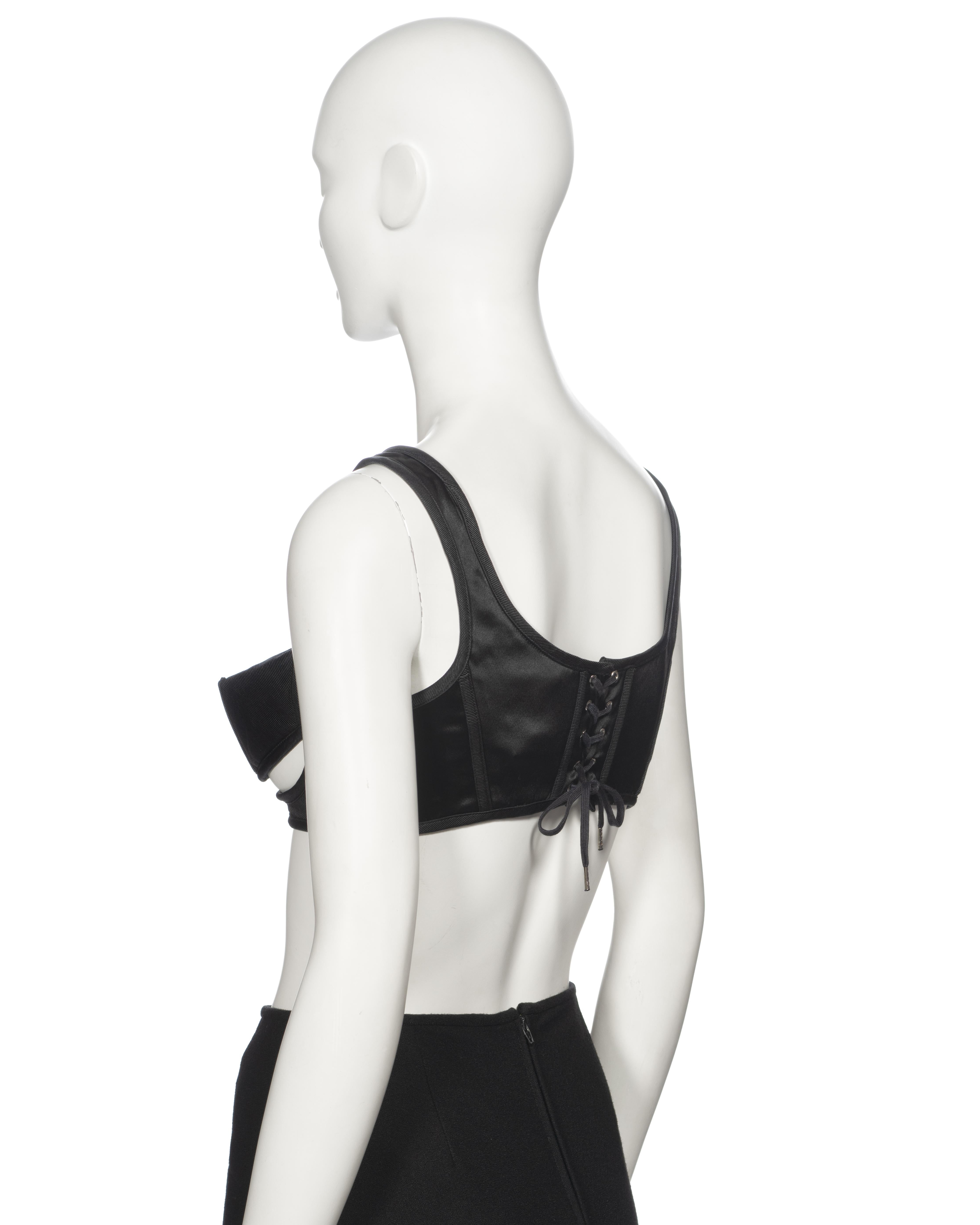 Jean Paul Gaultier Black Cut-Out Cone Bra and Midi Skirt Set, ss 1993 en vente 11