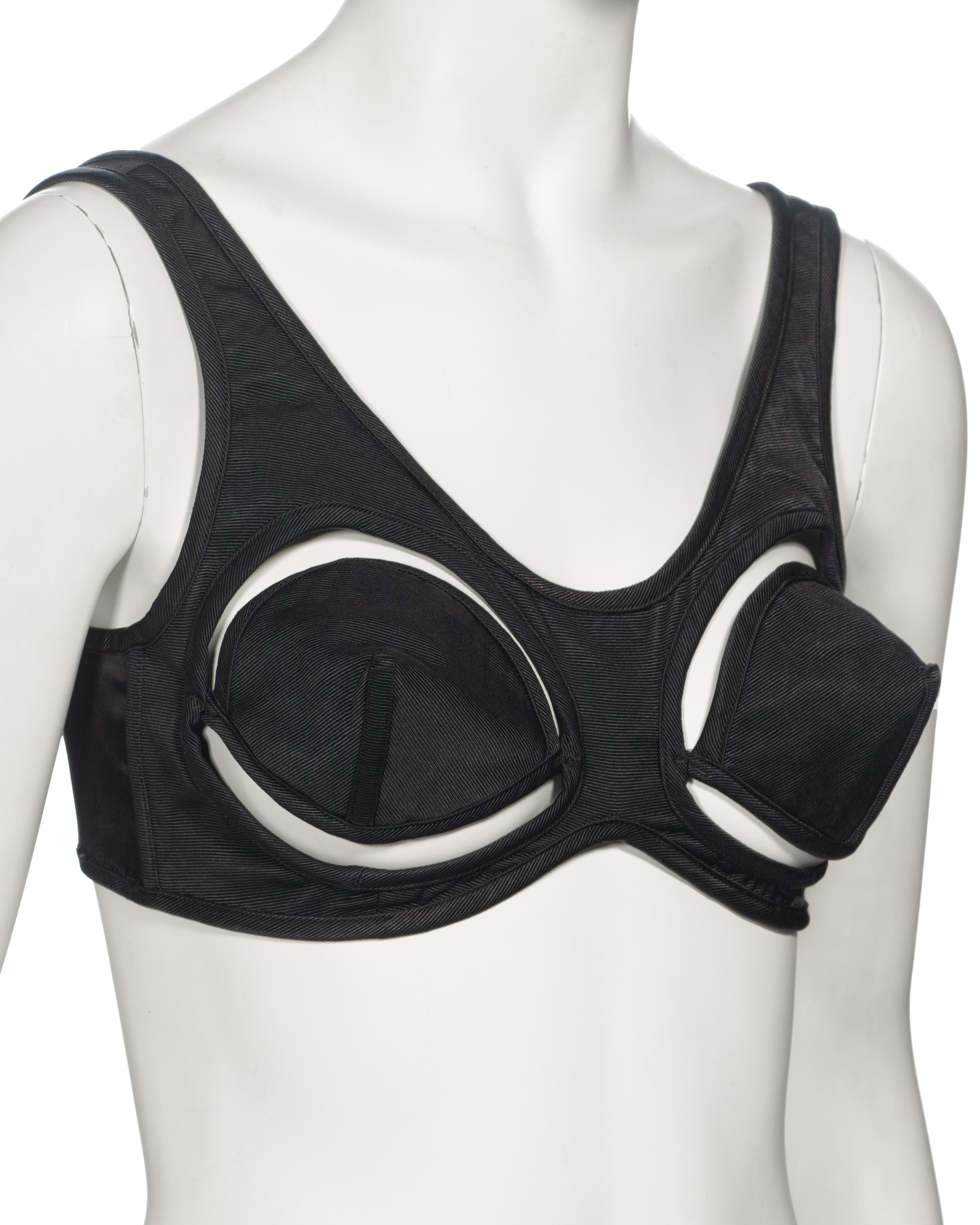 Jean Paul Gaultier Jeans nero con reggiseno a cono tagliato e gonna midi, ss 1993 in vendita 1