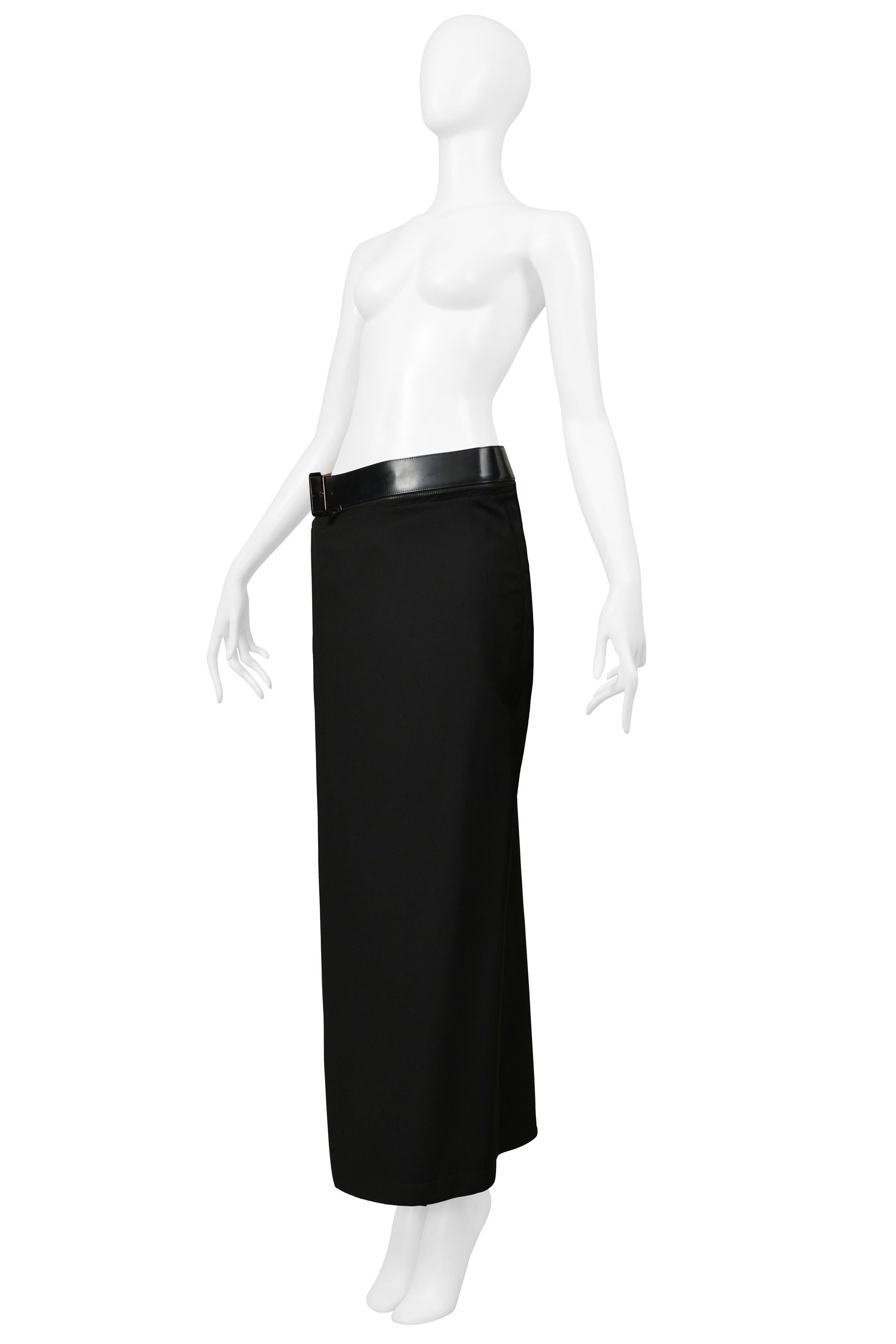 Jean Paul Gaultier Black Gabardine Skirt With Zipper And Belt In Excellent Condition In Los Angeles, CA