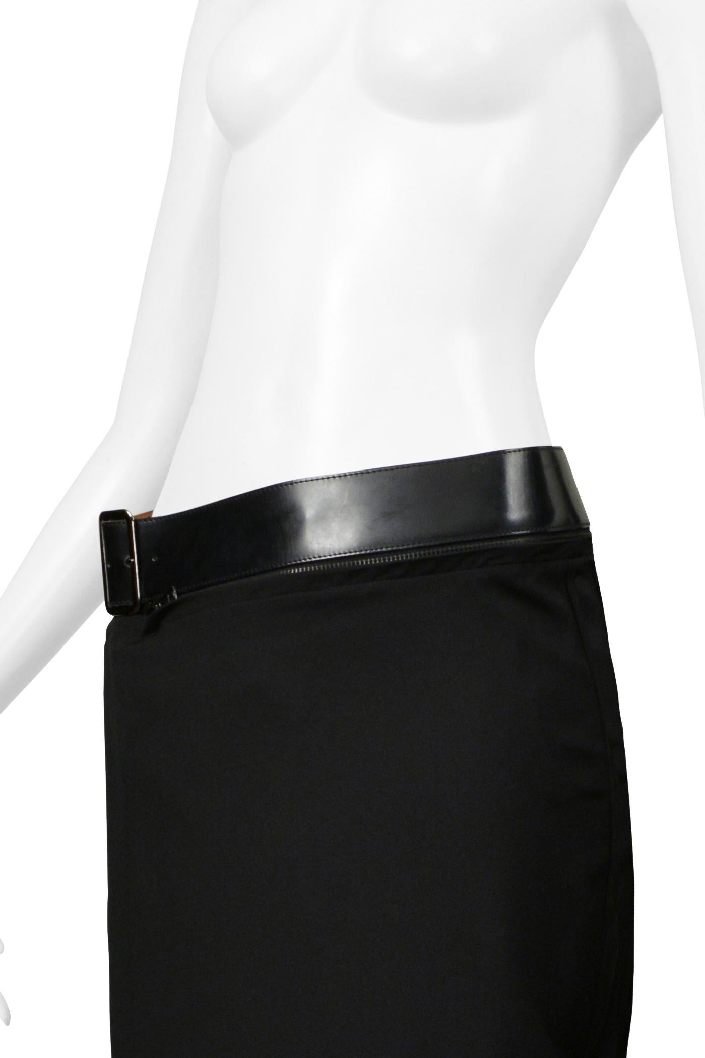 Women's Jean Paul Gaultier Black Gabardine Skirt With Zipper And Belt