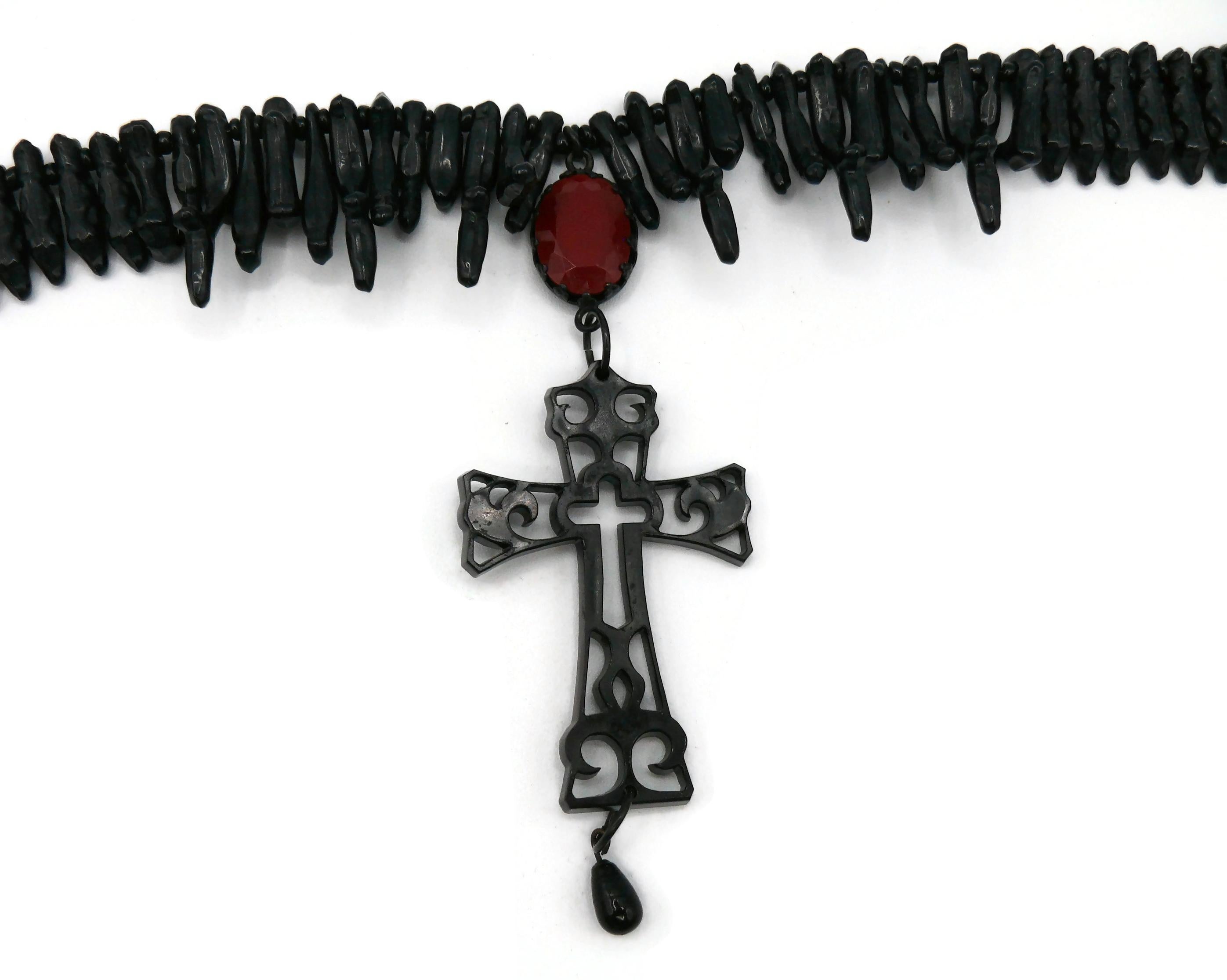 Women's JEAN PAUL GAULTIER Black Gothic Cross Pendant Necklace