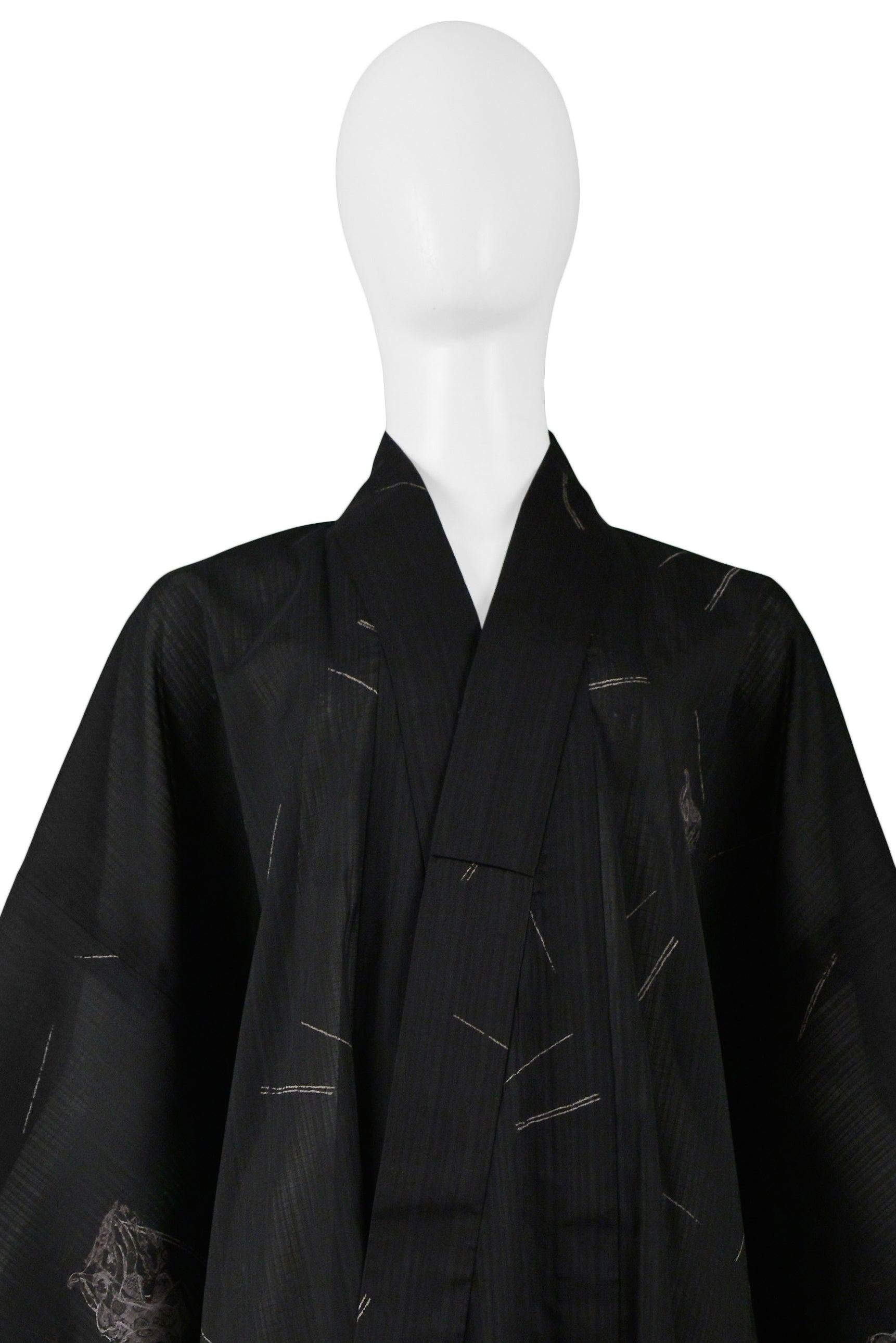 Jean Paul Gaultier Black & Gray Dancers Kimono Robe 2002 In Excellent Condition For Sale In Los Angeles, CA
