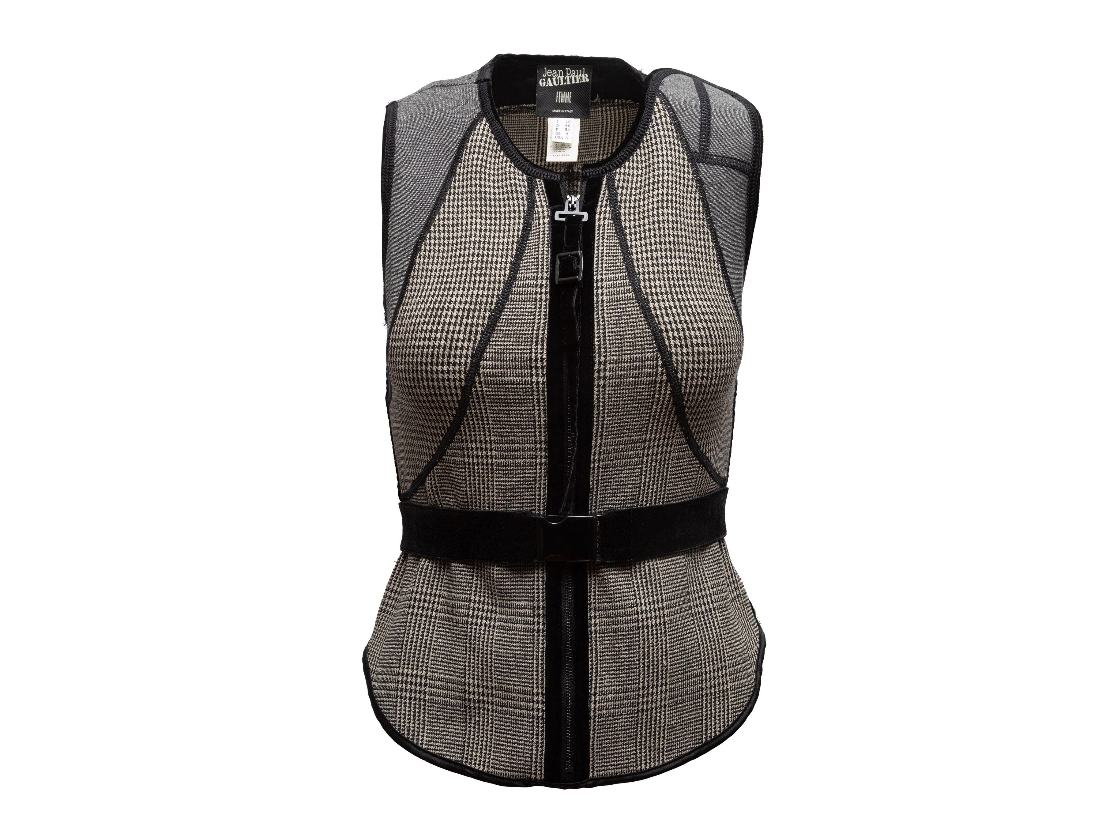 Women's Jean Paul Gaultier Black & Grey Virgin Wool Houndstooth Vest
