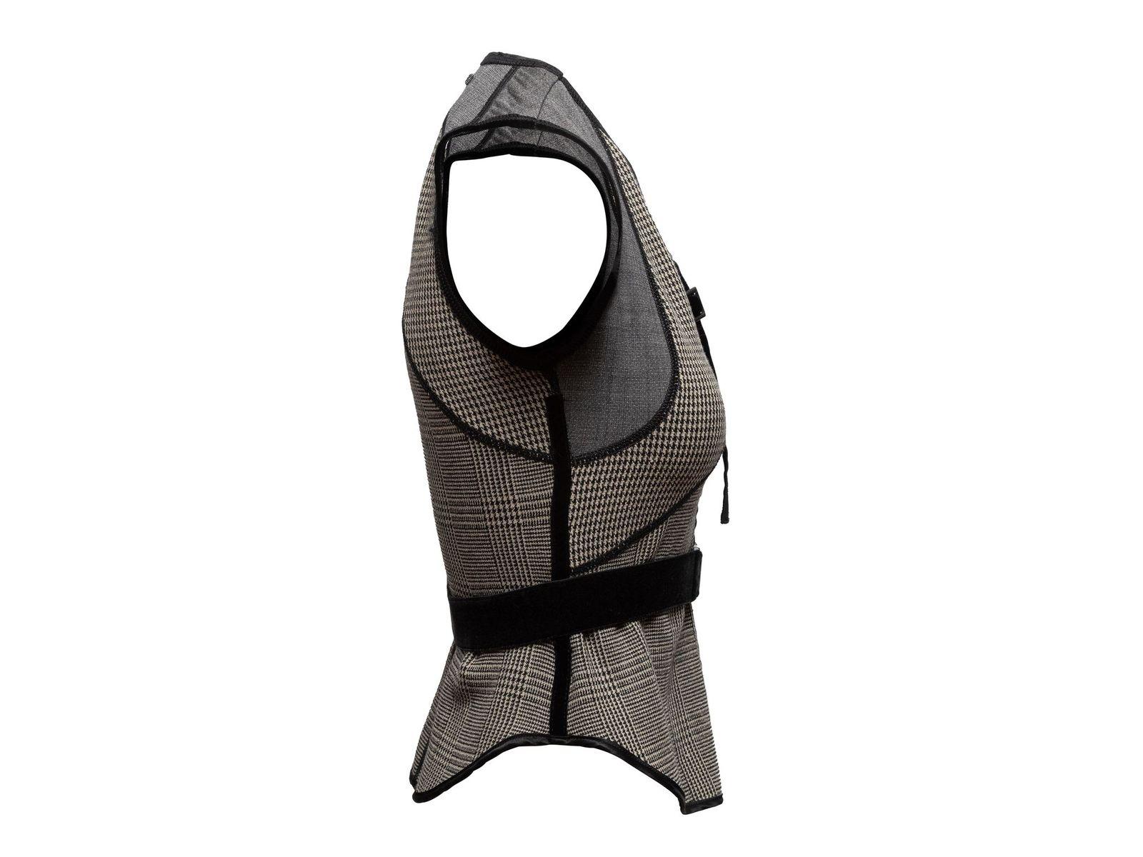Jean Paul Gaultier Black & Grey Virgin Wool Houndstooth Vest 1