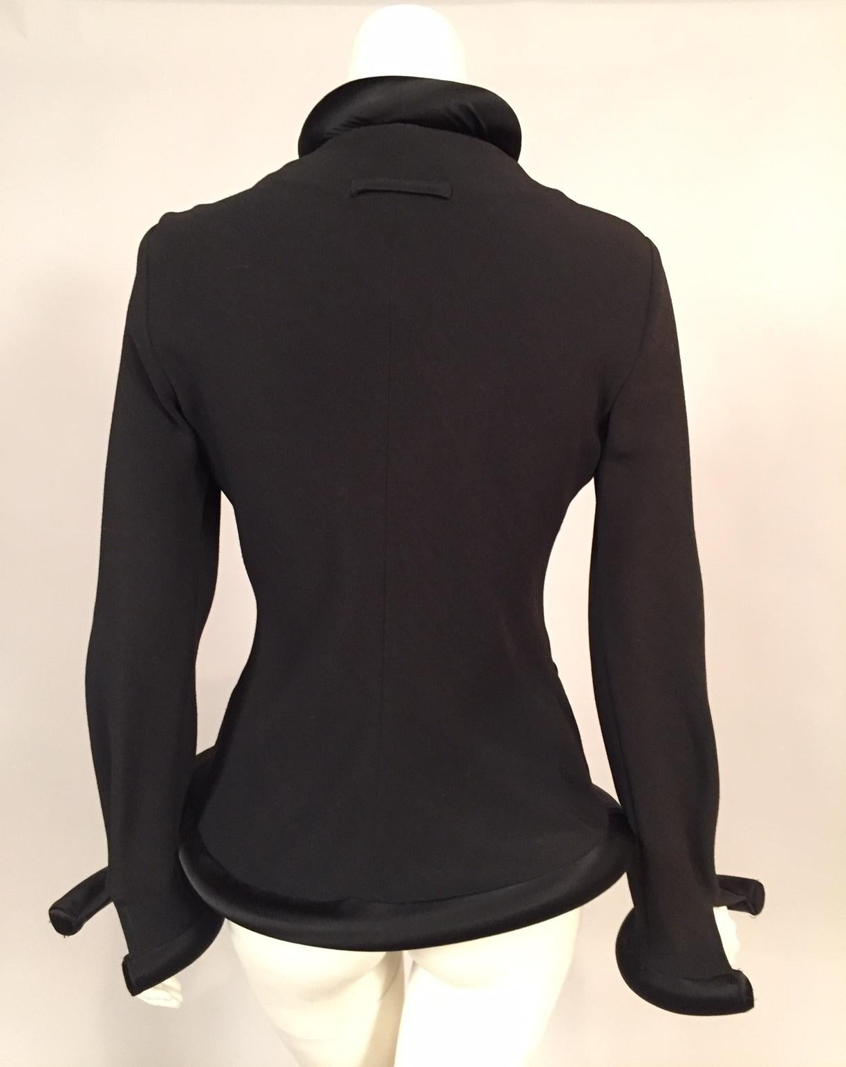 Women's or Men's Jean Paul Gaultier Black Jacket with Padded Satin Collar, Cuffs and Hemline