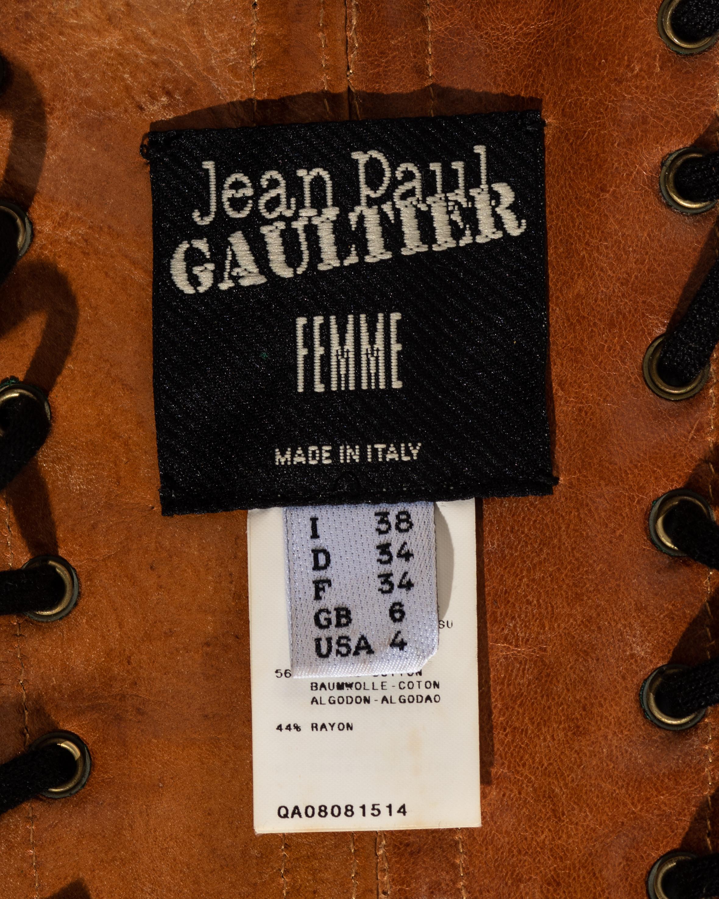 Jean Paul Gaultier black jacquard cotton lace up corset, ss 2004 For Sale 1