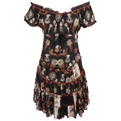 Jean Paul Gaultier Black Jellyfish Print Mesh Ruffle Skirt Dress