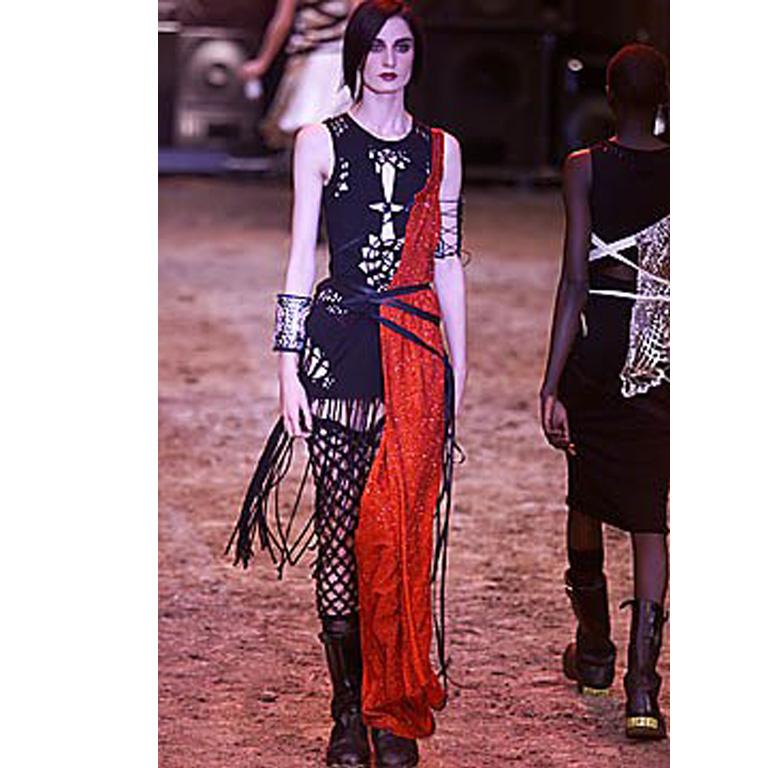 Jean Paul Gaultier Black Jersey Macrame Fringed Mini Runway Dress, Spring 2001 7