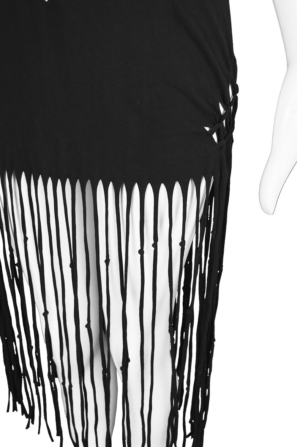 Jean Paul Gaultier Black Jersey Macrame Fringed Mini Runway Dress, Spring 2001 3