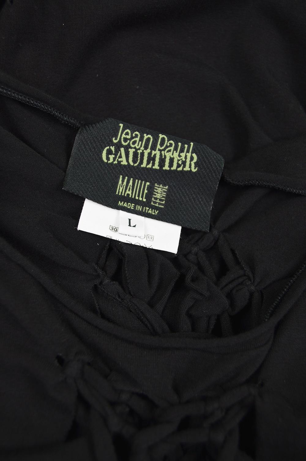 Jean Paul Gaultier Black Jersey Macrame Fringed Mini Runway Dress, Spring 2001 5