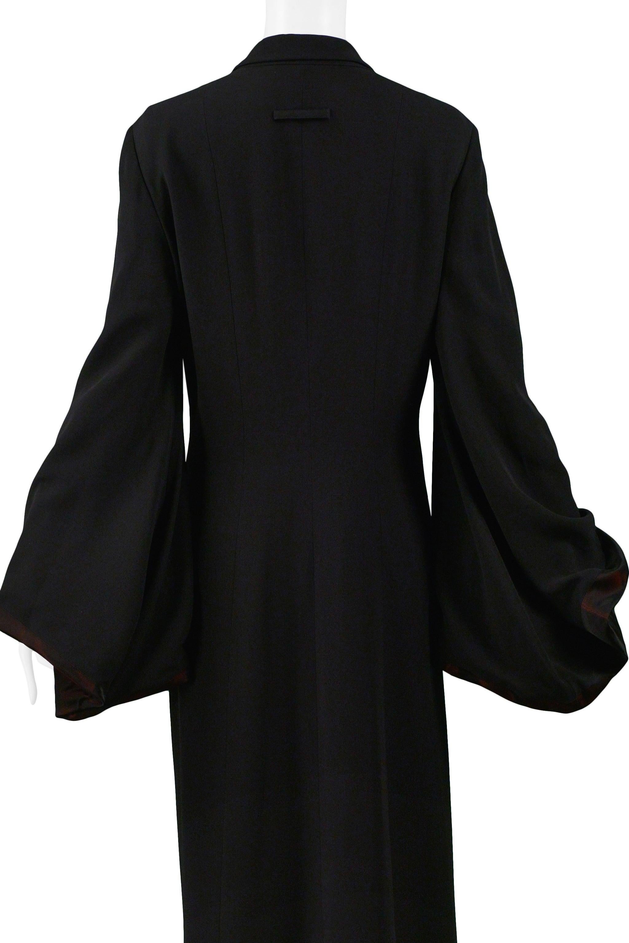 Jean Paul Gaultier Black Kimono Coat With Burgundy Taffeta Bubble Sleeves 1