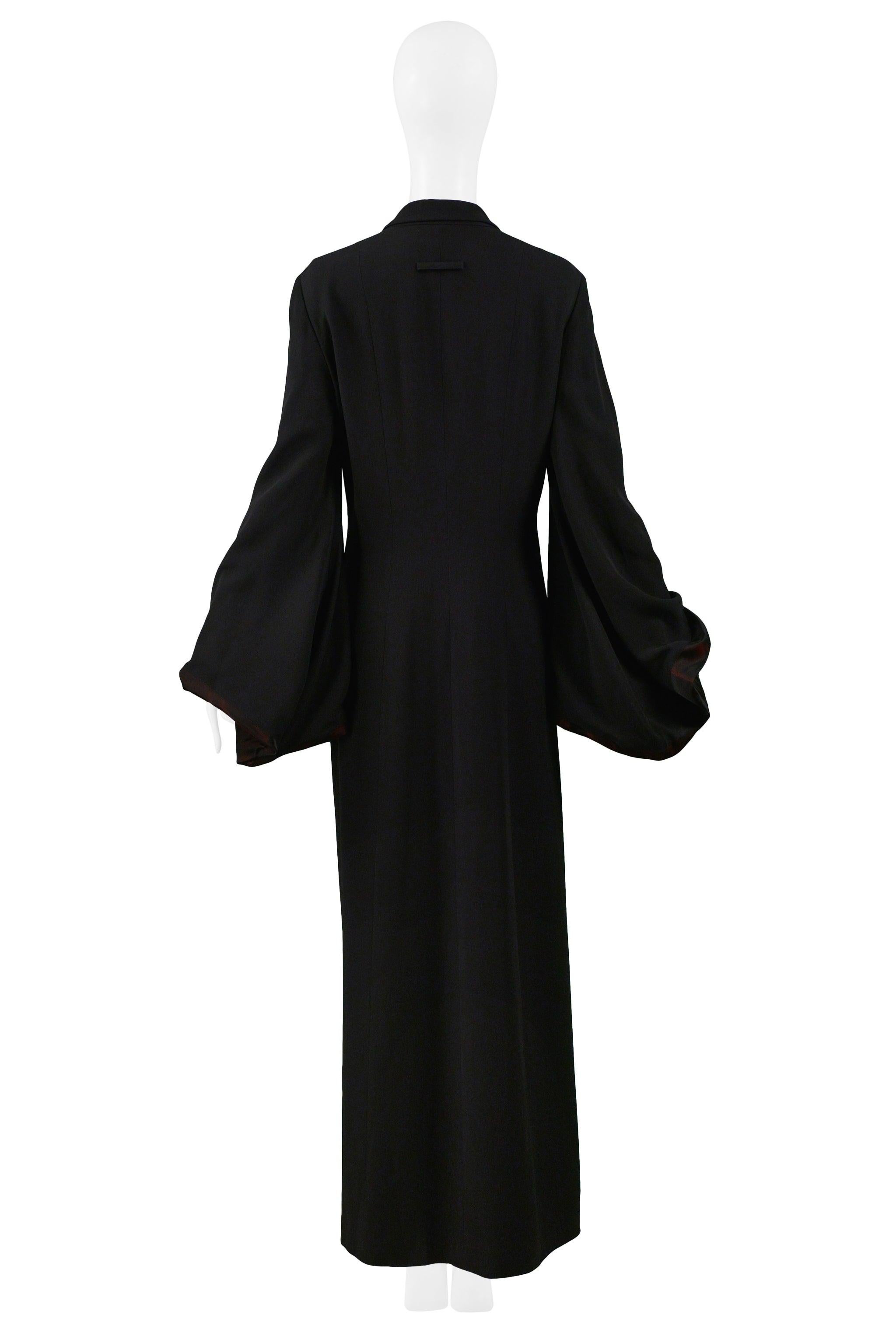 Jean Paul Gaultier Black Kimono Coat With Burgundy Taffeta Bubble Sleeves 2