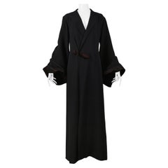 Jean Paul Gaultier Black Kimono Coat With Burgundy Taffeta Bubble Sleeves