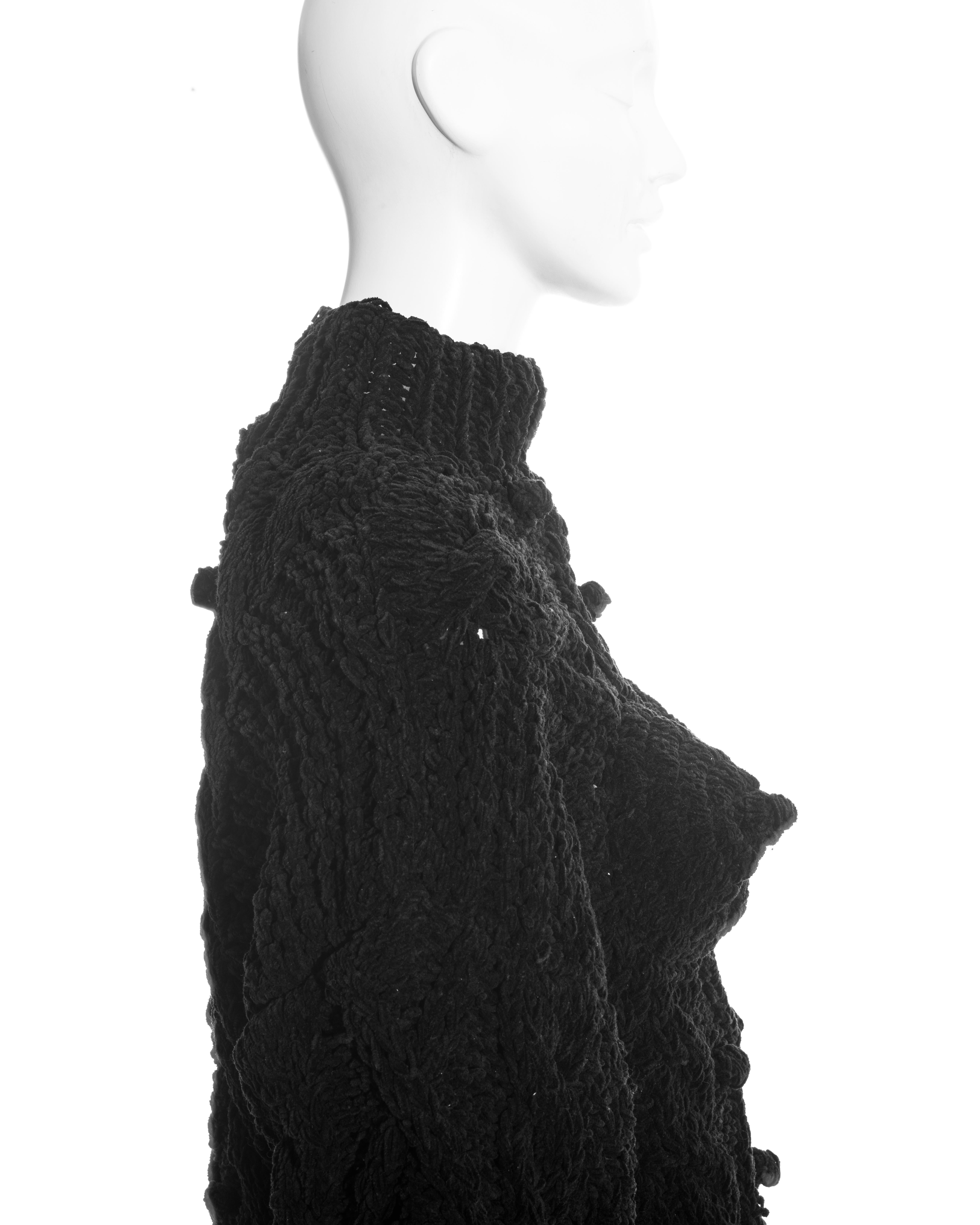 Jean Paul Gaultier black knitted chenille aran conical breast sweater, fw 1985 For Sale 3