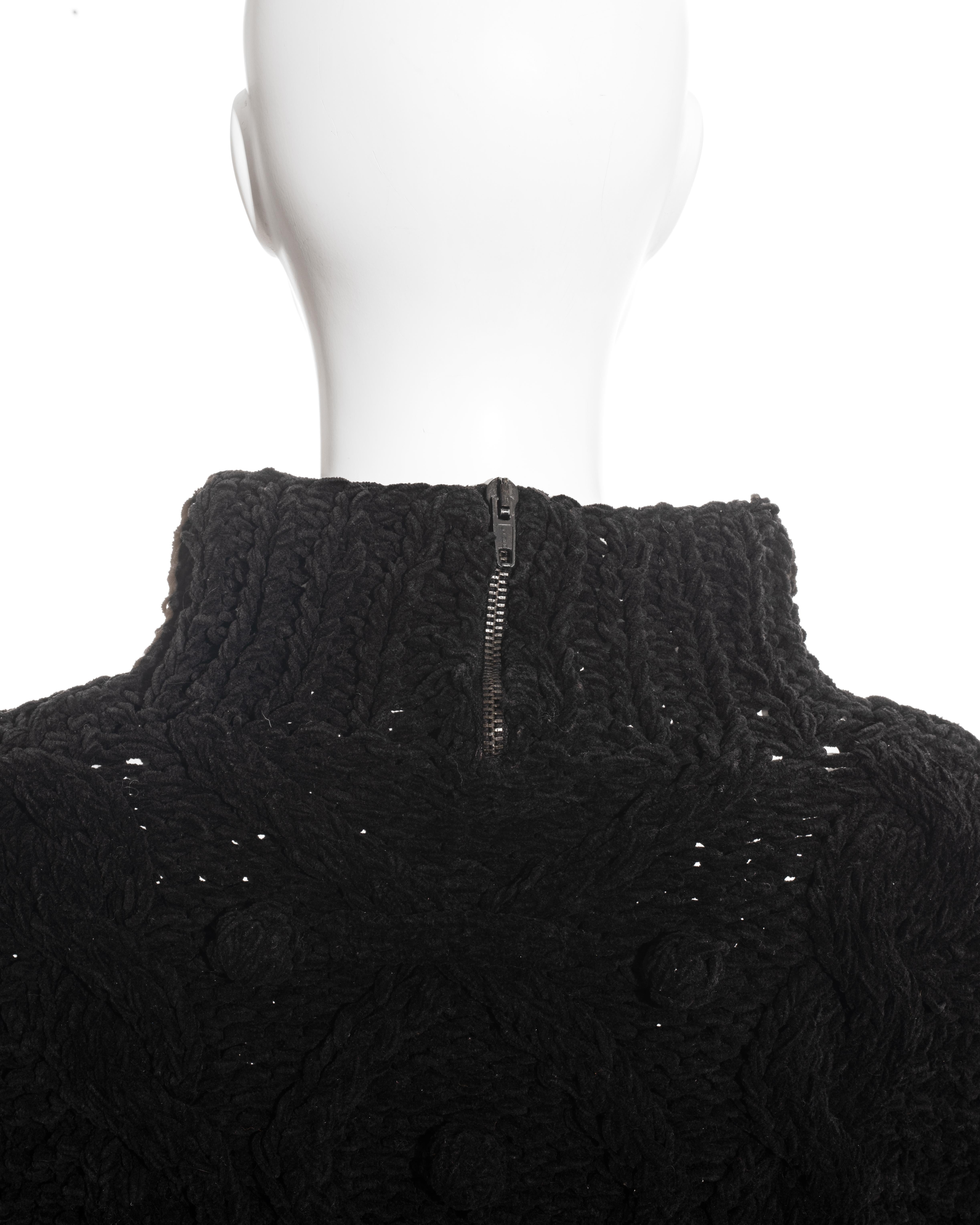 Jean Paul Gaultier black knitted chenille aran conical breast sweater, fw 1985 For Sale 5