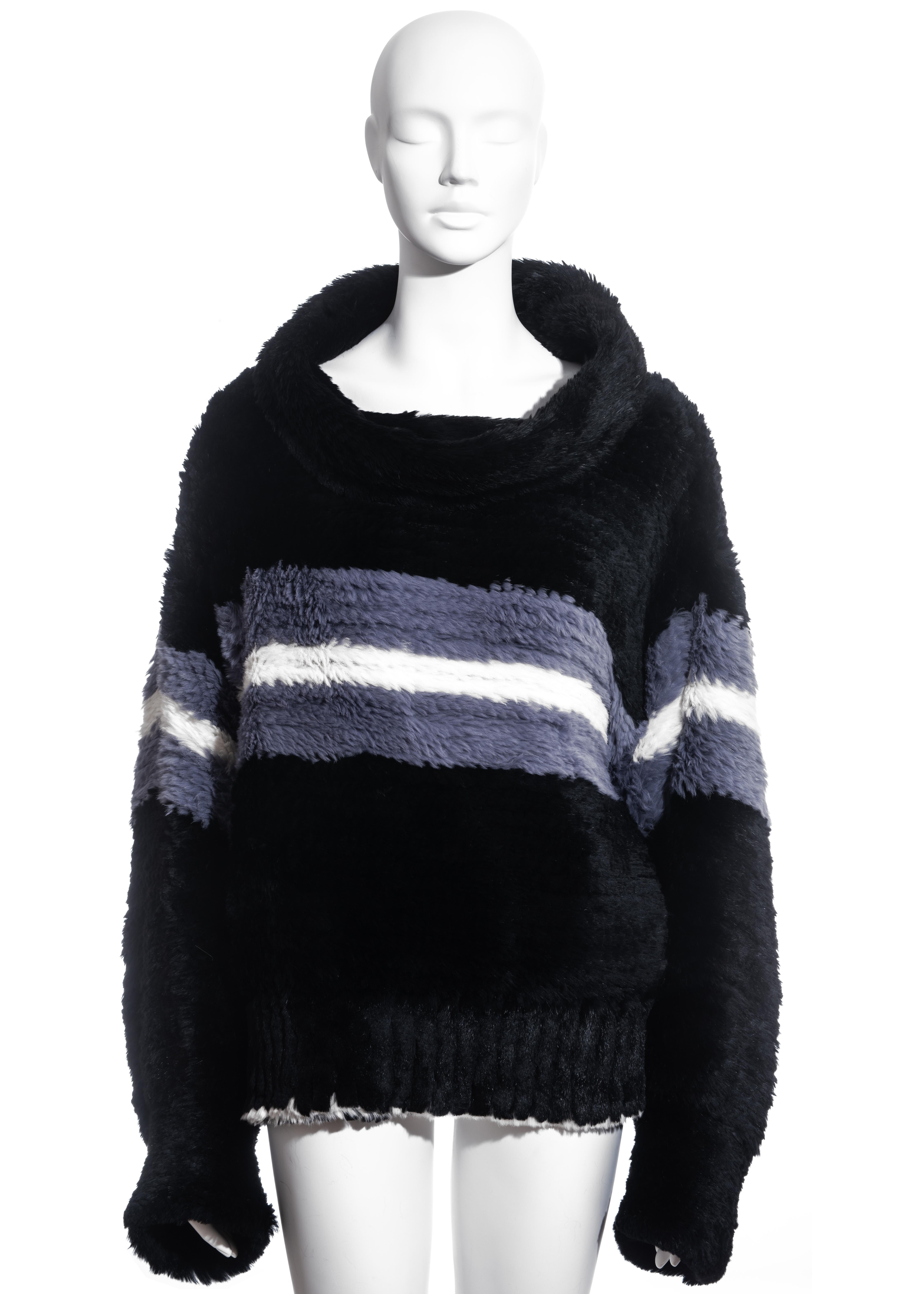 Jean Paul Gaultier black knitted fur oversized sweater, fw 2003 In Excellent Condition For Sale In London, GB