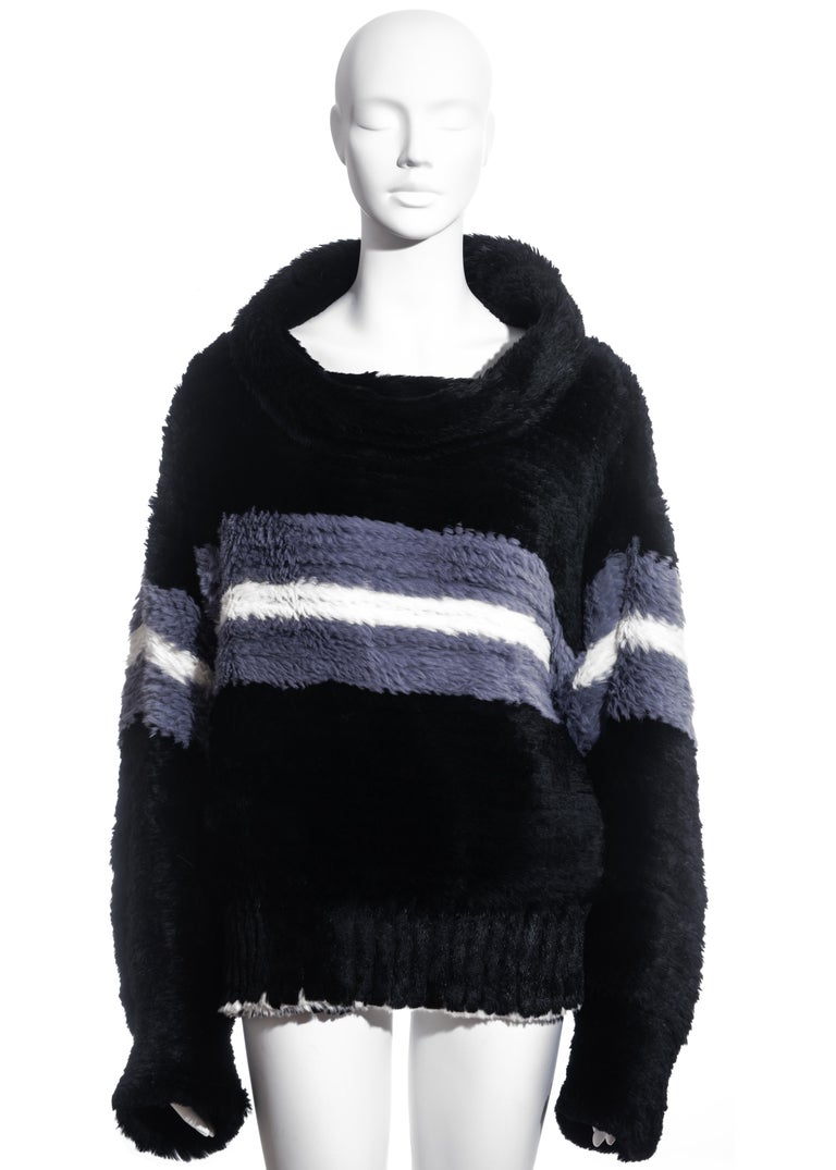 Jean Paul Gaultier black knitted fur oversized sweater, fw 2003 For ...
