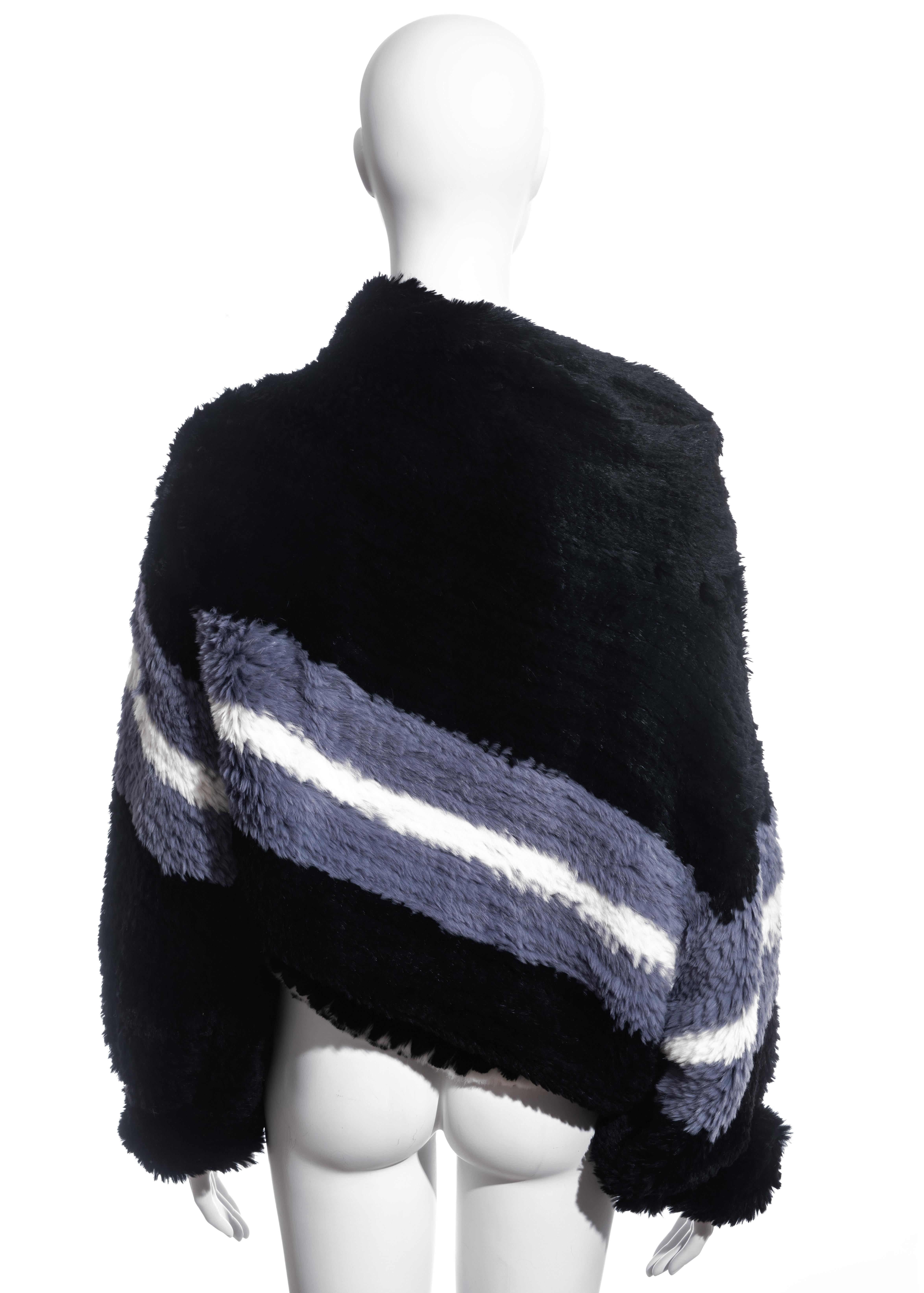 Women's Jean Paul Gaultier black knitted fur oversized sweater, fw 2003 For Sale