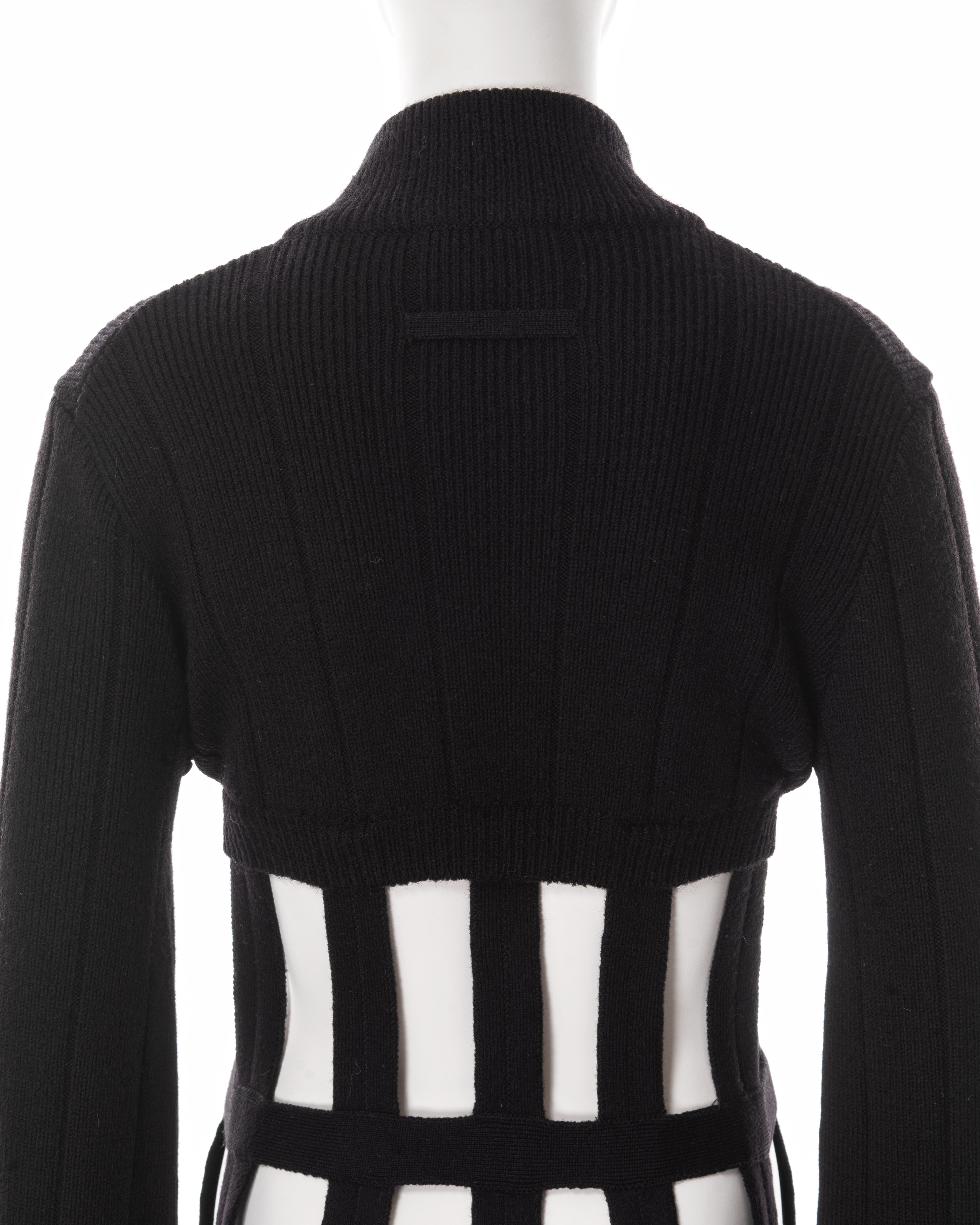 Jean Paul Gaultier black knitted wool caged corset sweater dress, fw 1989 For Sale 6
