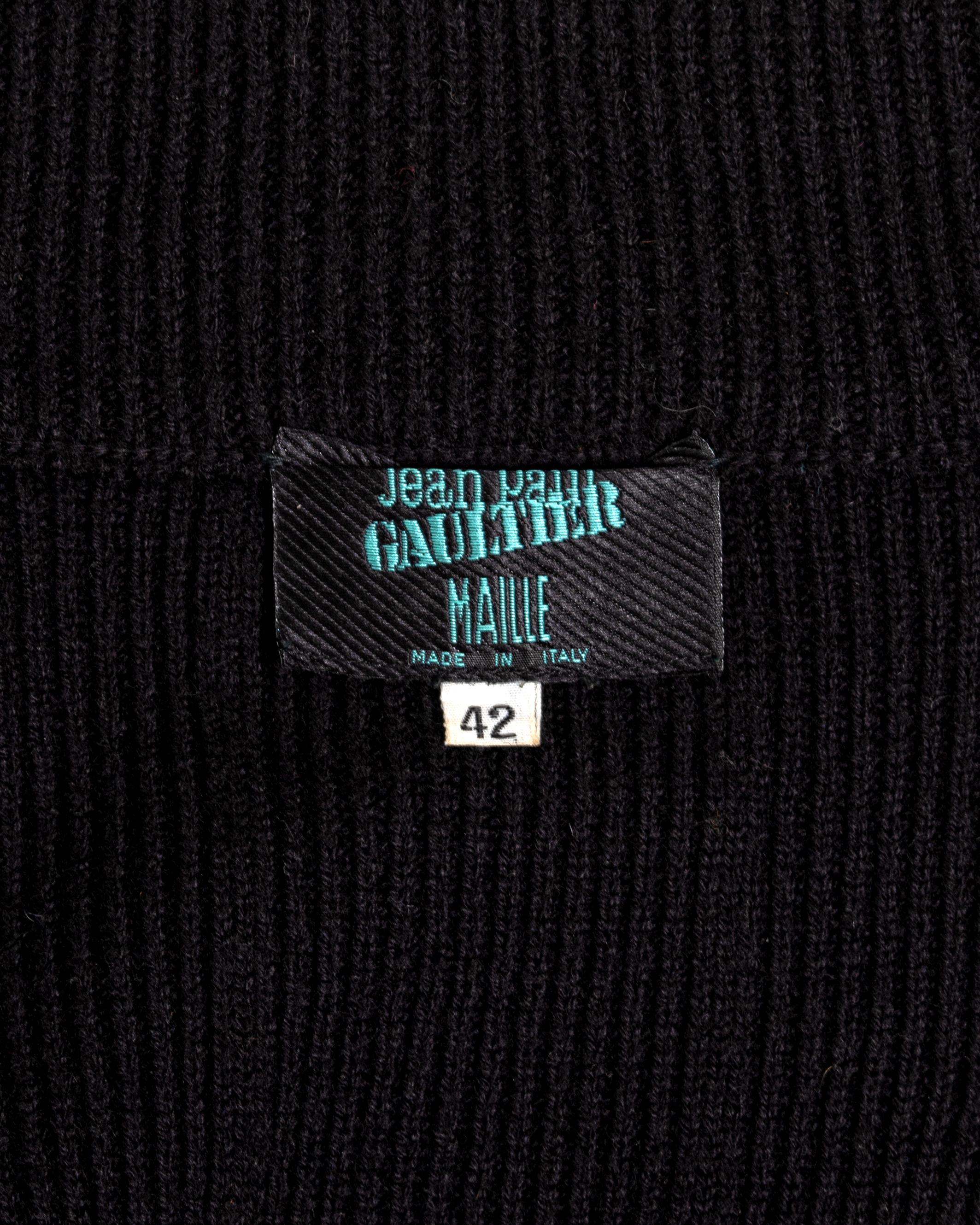 Jean Paul Gaultier black knitted wool caged corset sweater dress, fw 1989 For Sale 6