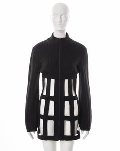Jean Paul Gaultier black knitted wool caged corset sweater dress, fw 1989